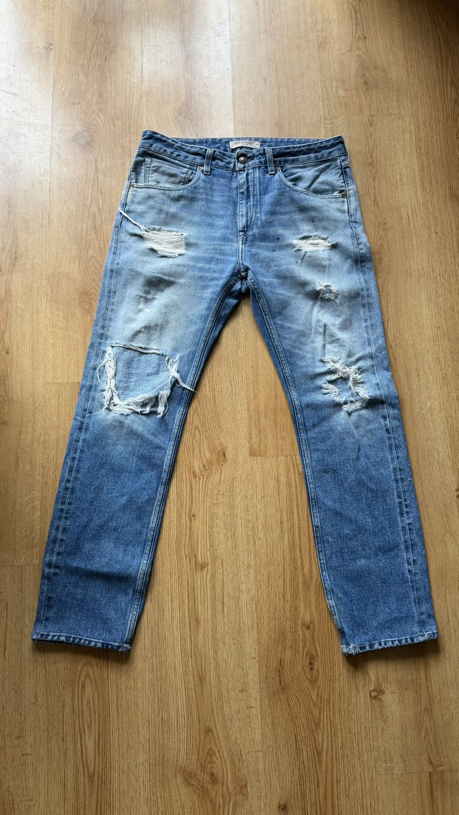 Levi's Made & Crafted LEVI’S Made & Crafted Slim Distressed Denim Jeans 33 Boho Size US 33 - 2 Thumbnail