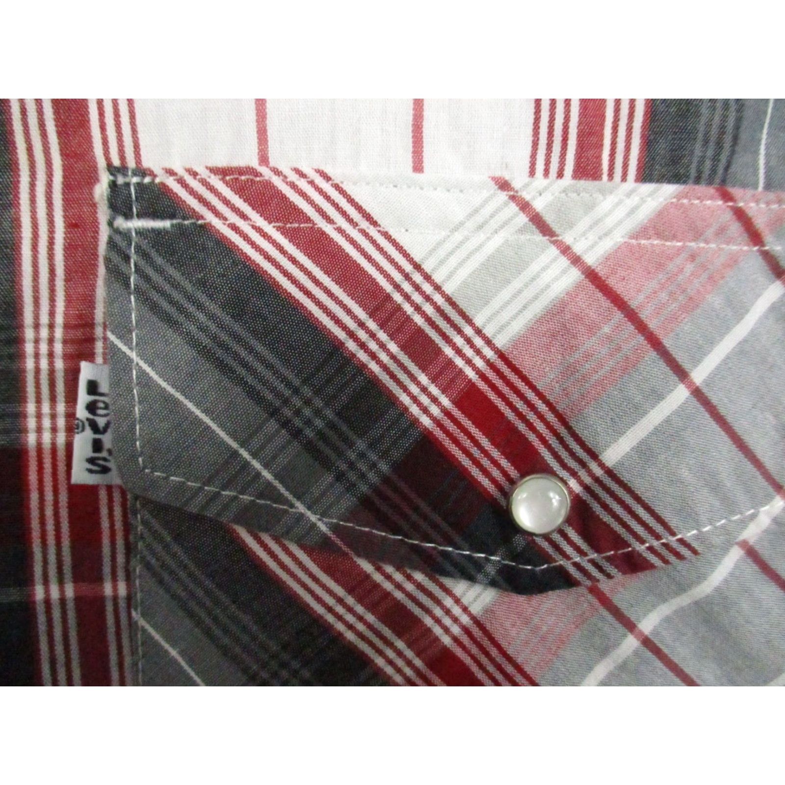 Levi's Levis Pearl Snap Shirt XL Mens Western Red White Plaid Pocket Long Sleeve Cotton Tee? Size US XL / EU 56 / 4 - 7 Thumbnail
