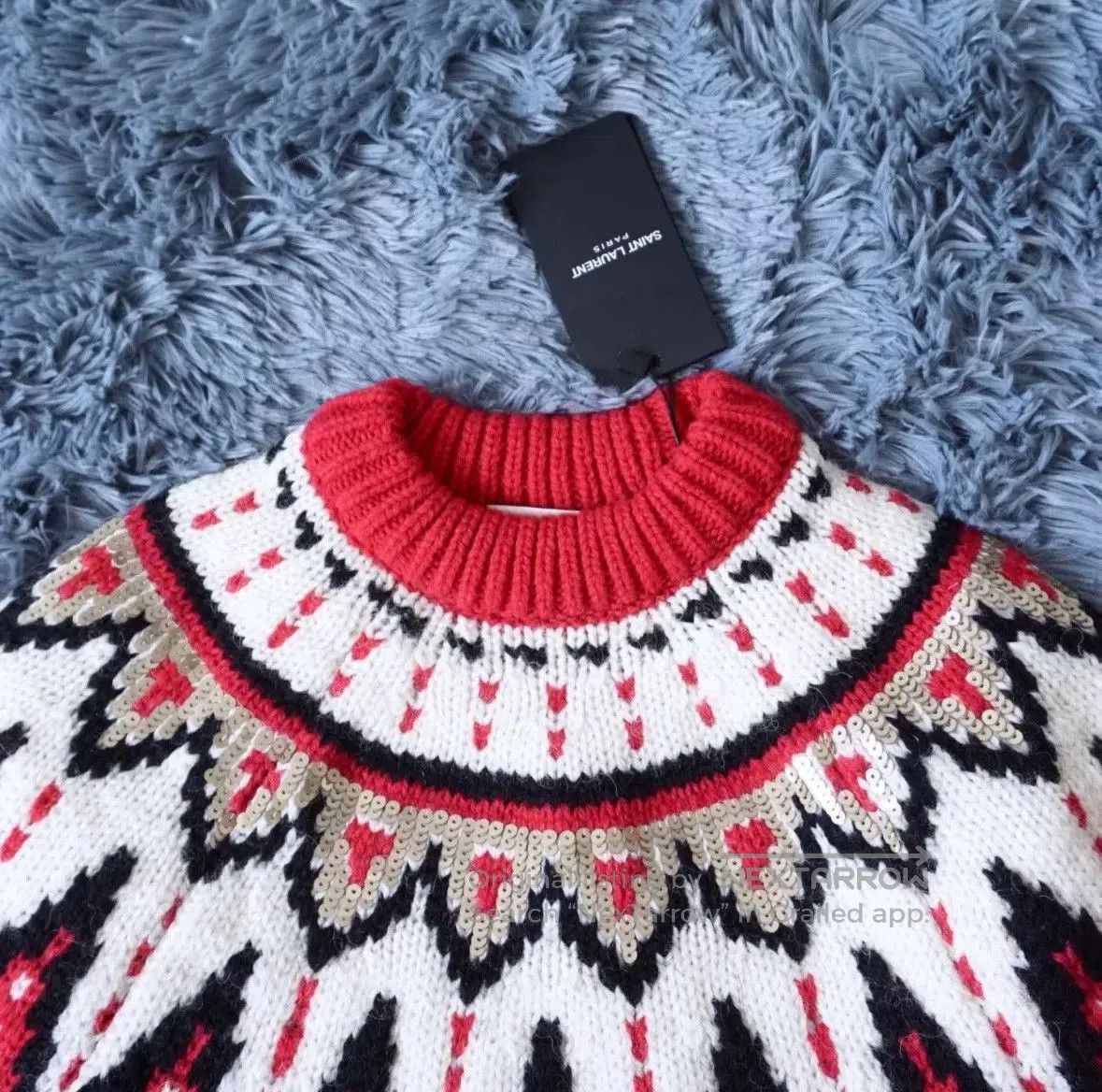 Saint Laurent Paris Saint Laurent Red Christmas Wool Sweater. Size XS / US 0-2 / IT 36-38 - 2 Thumbnail
