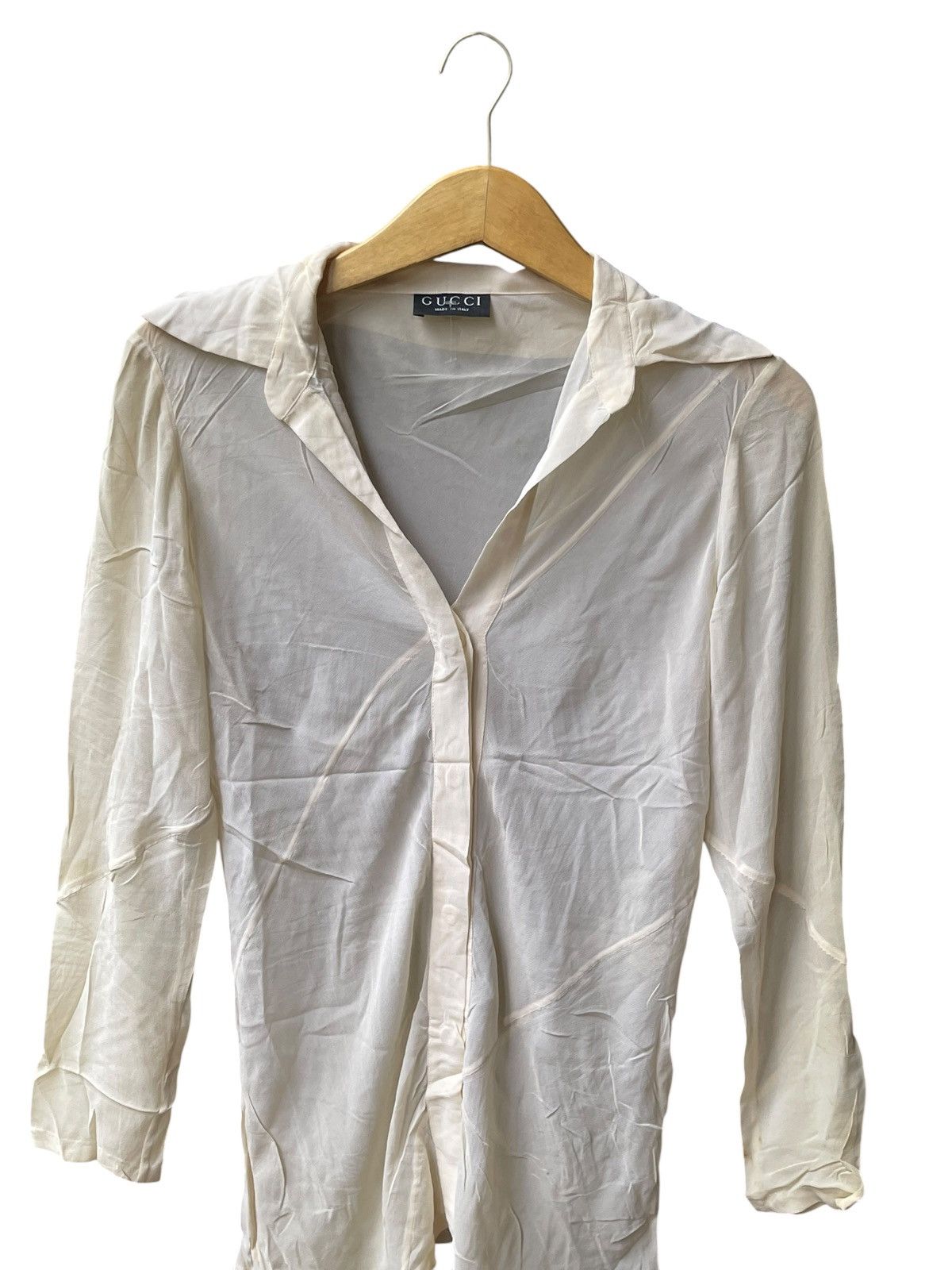 Gucci 1997 Gucci Tom Ford Rayon/Silk Sheer Mesh Cowl Neck Shirts Size S / US 4 / IT 40 - 3 Thumbnail