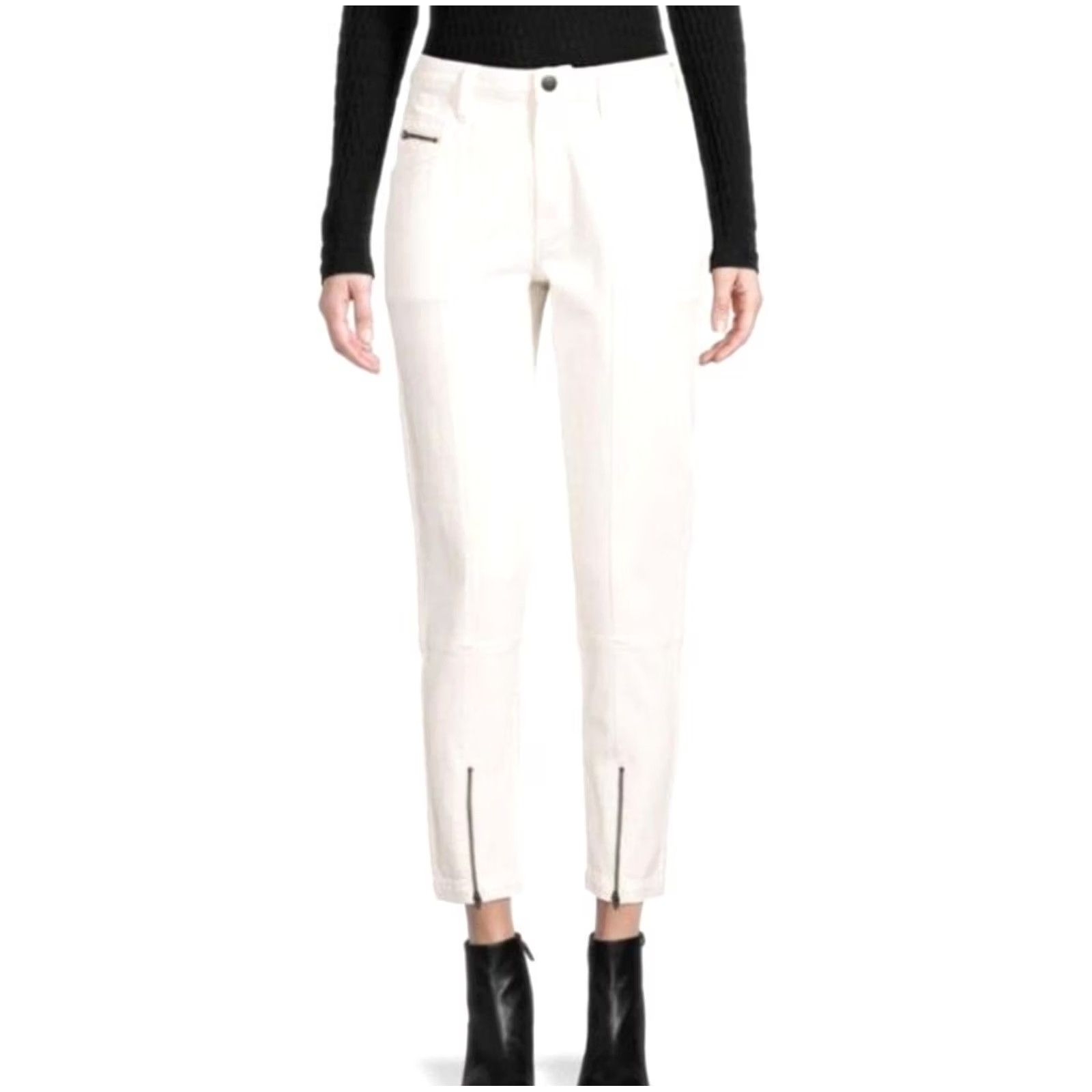 Joie JOIE Emersyn Utilitarian Jeans White Sand Size 28 Zipper Ankle Women Size 28" / US 6 / IT 42 - 2 Thumbnail