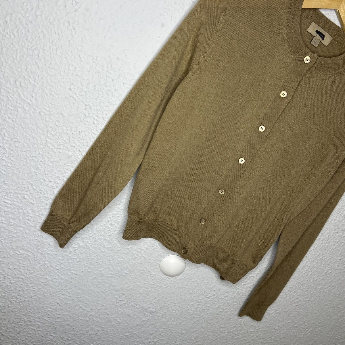 Burberry × Designer Burberry Cardigan Sweater Jumper Wool Knit Beige Brown Size XS / US 0-2 / IT 36-38 - 2 Thumbnail