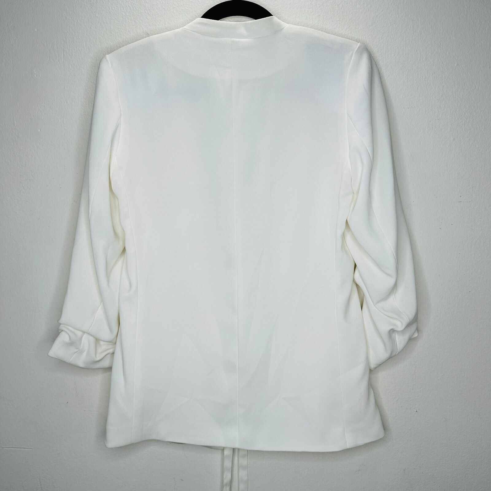 H&M H&M Cream Blazer Jacket Hook & Eye Front 3/4 Ruched Sleeve 4 Size S / US 4 / IT 40 - 4 Thumbnail