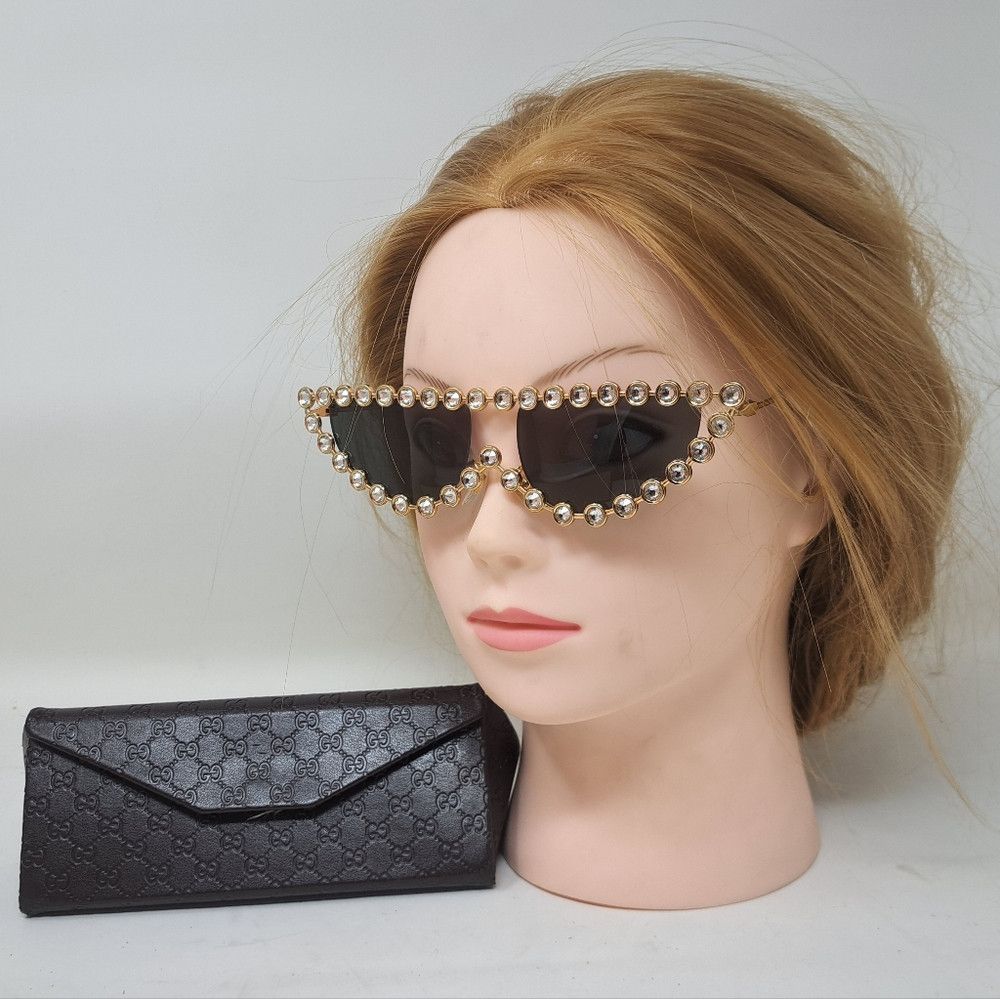 Gucci Gucci Hollywood Forever Sunglasses Crystals Gold Cat Eye GG Size ONE SIZE - 1 Thumbnail