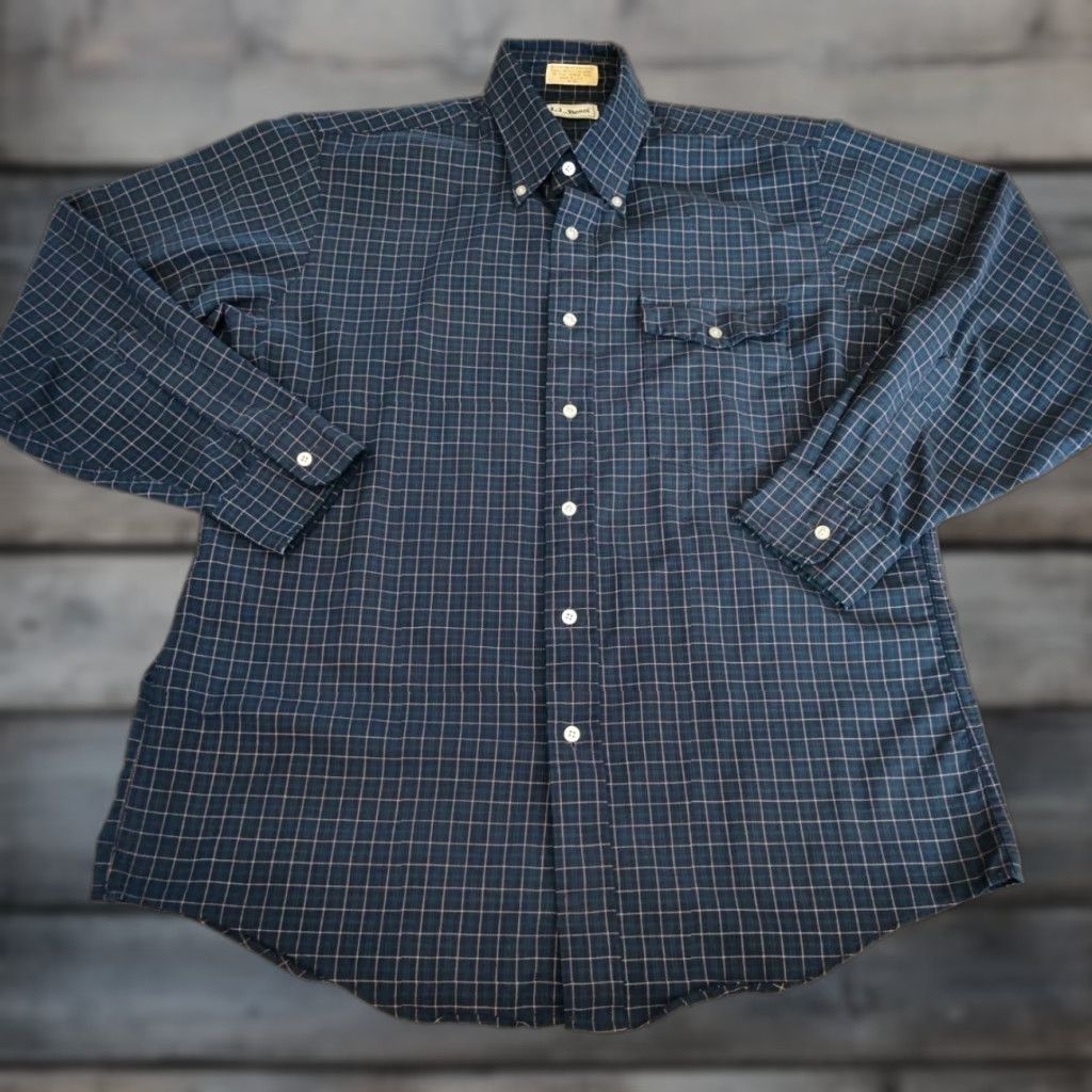 Vintage VINTAGE L.L. Bean Men's Plaid Shirt Casual Travel All Seasons Cotton Blend Blue 44 Chest Made in USA Size US L / EU 52-54 / 3 - 1 Thumbnail