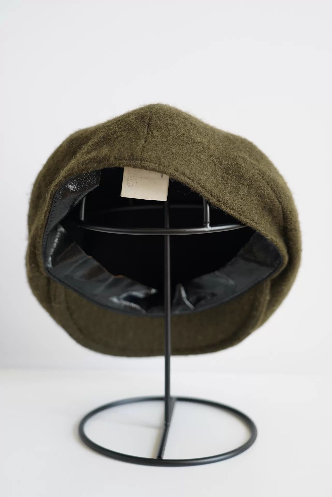 Yohji Yamamoto Yohji Yamamoto 03AW Army Green Leather Wool Beret Size ONE SIZE - 5 Thumbnail