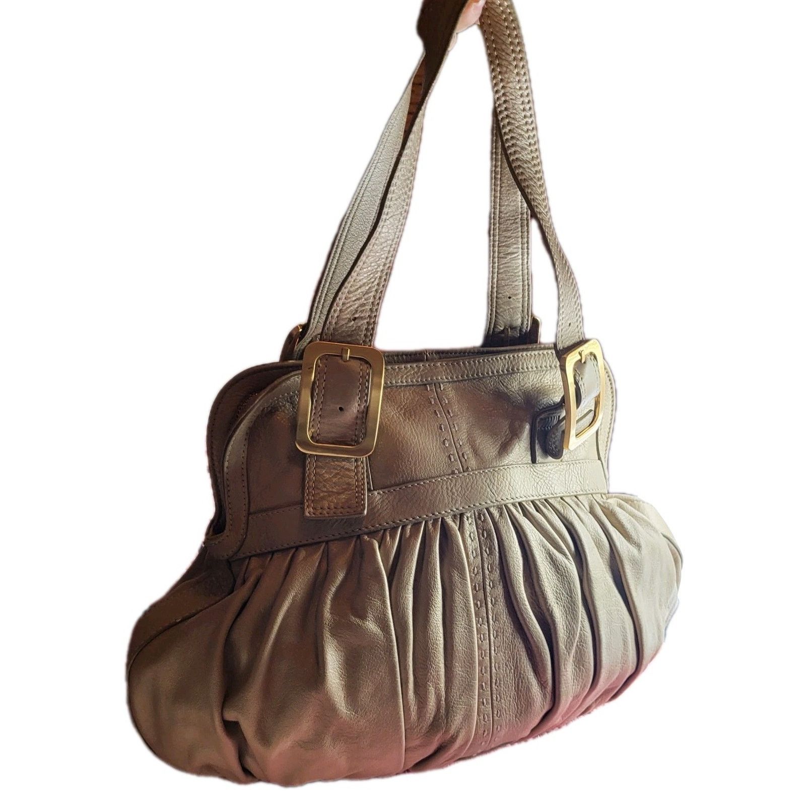 Cole Haan Cole Haan Large Gray Pleated Leather Satchel Purse .$300 Size ONE SIZE - 5 Thumbnail