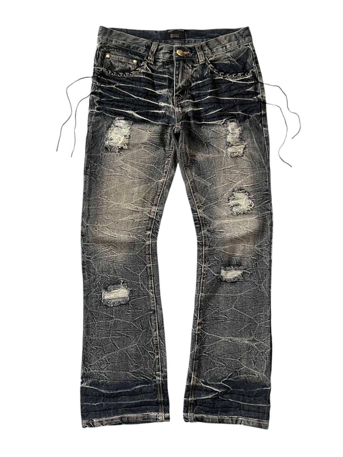 Obelisk Obelisk SS06 Pirate Spiral Lace up Flared Denim Jeans