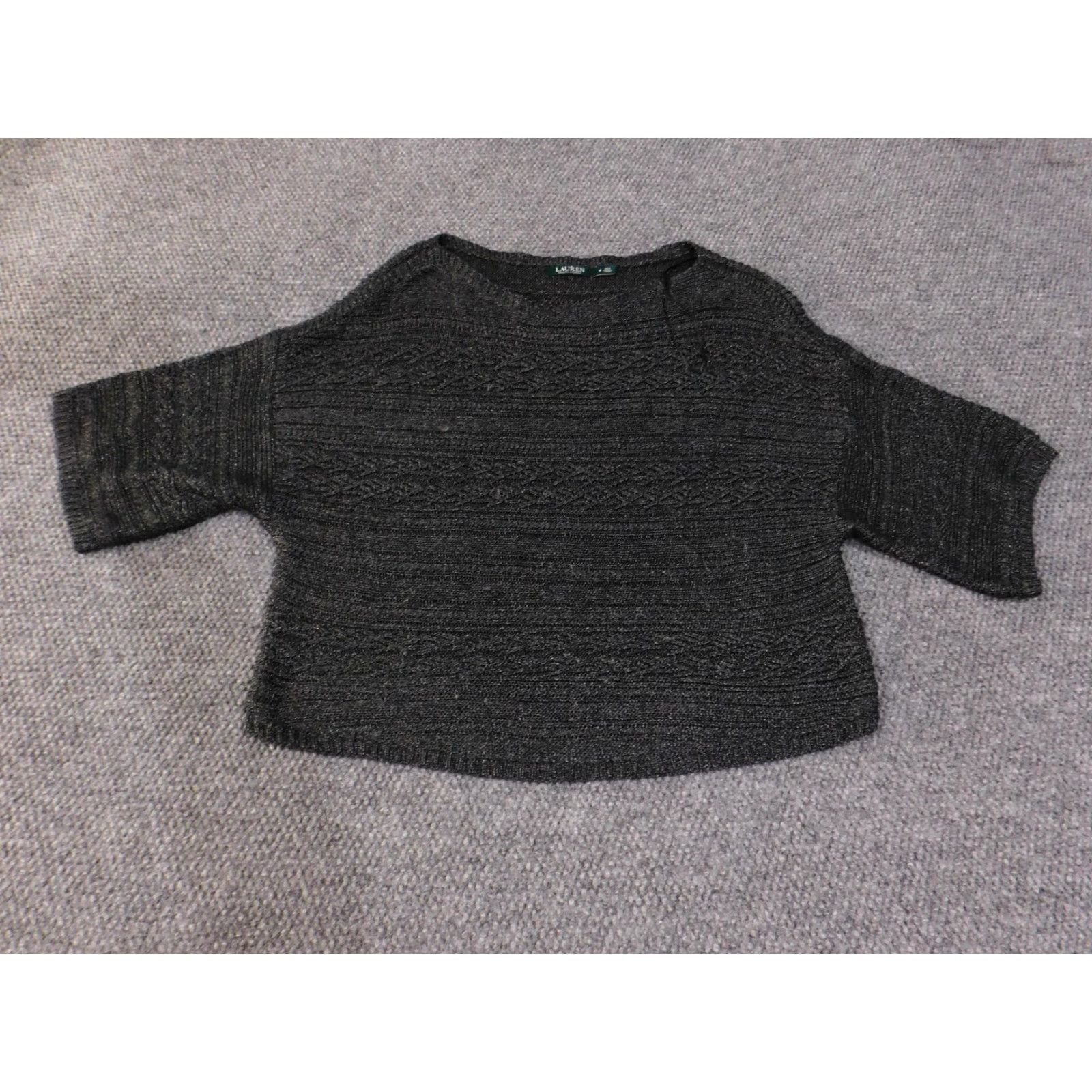 Ralph Lauren Lauren Ralph Lauren Sweater Womens Medium Black Knit Short Sleeve Pullover Top Size M / US 6-8 / IT 42-44 - 2 Thumbnail