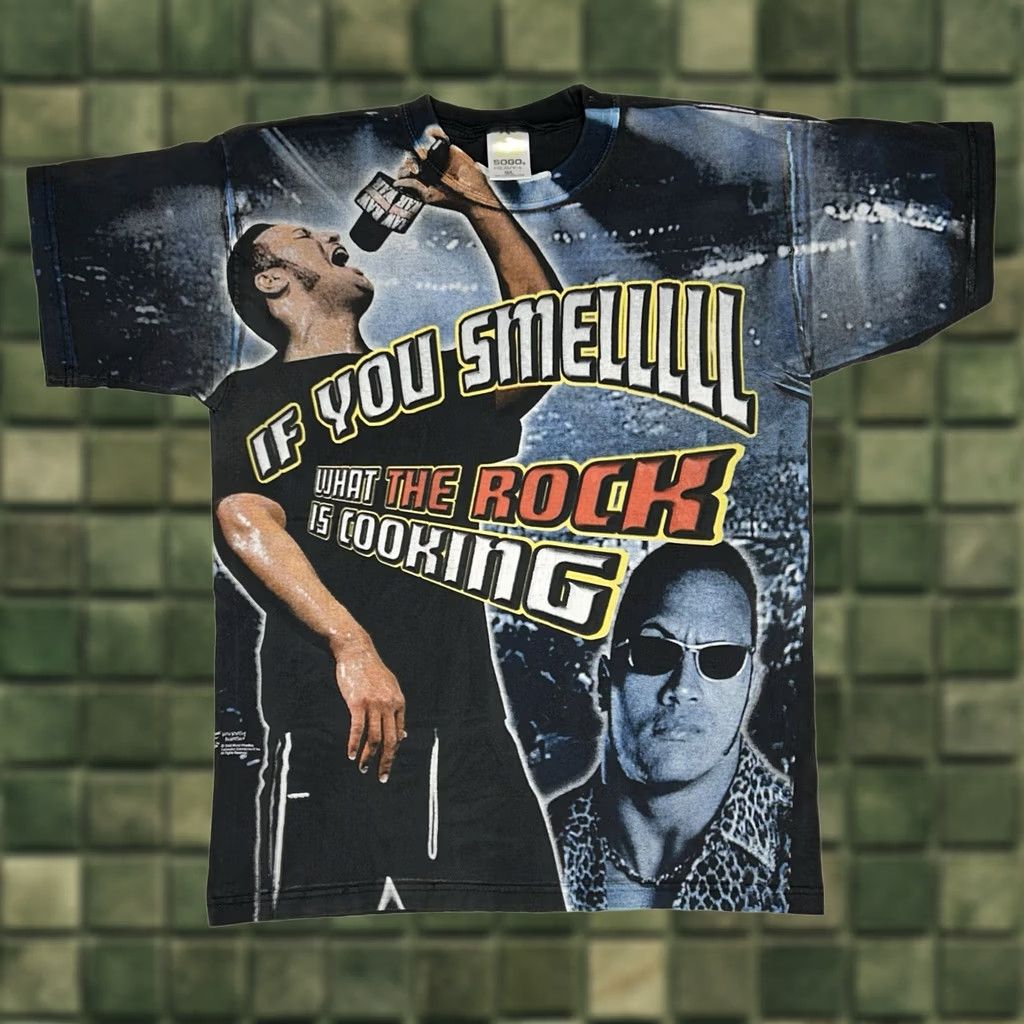 Vintage VINTAGE WWF The Rock Tee Large AOP Rare If You Smell What The Rocks Cooking Shirt Size US L / EU 52-54 / 3 - 1 Thumbnail