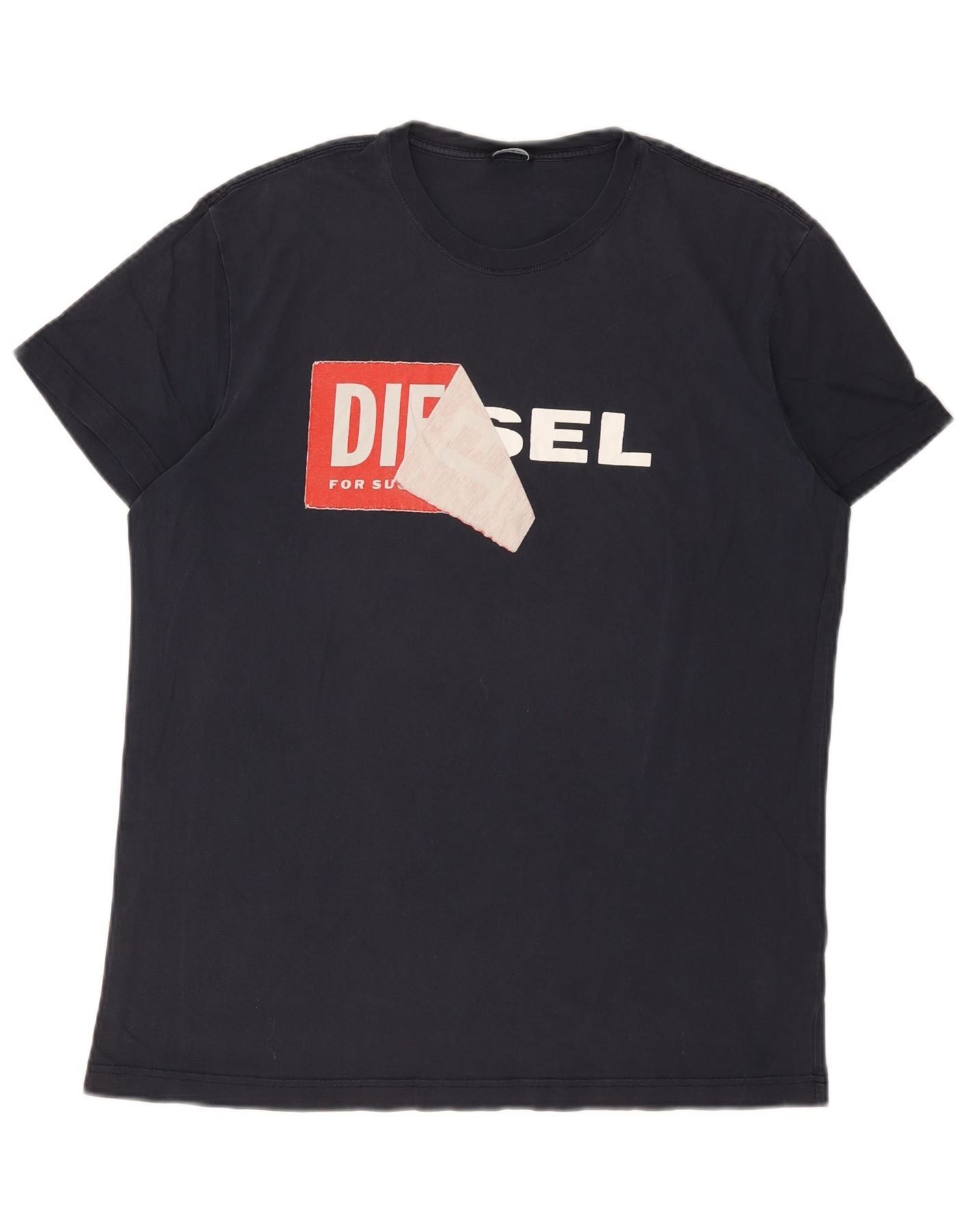 Diesel Mens Graphic T-Shirt Top 2XL Navy Blue Cotton Size US L / EU 52-54 / 3 - 1 Thumbnail