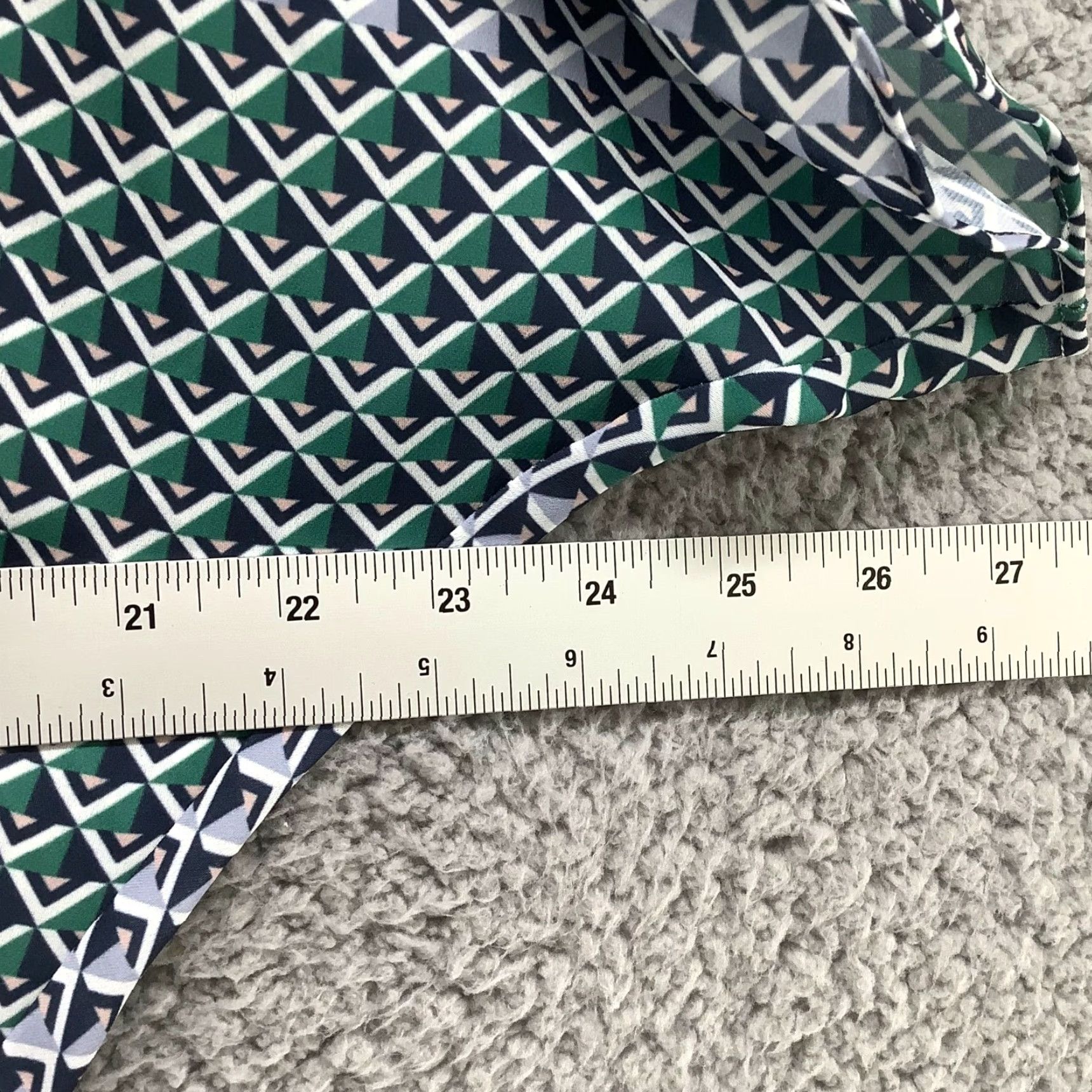 Parker Parker Mini Dress Sz M Blue Green Printed Short Sleeve A-Line Ruffle Smocked Geometric V-Neck Cap/Short Sleeve? Size 32" / US 10 / IT 46 - 7 Thumbnail