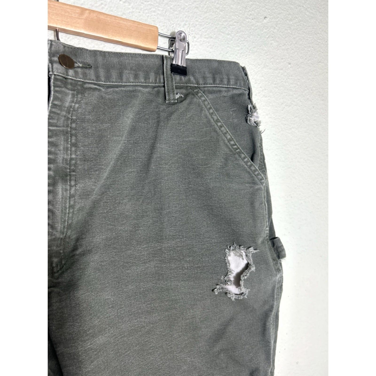 Carhartt VINTAGE Carhartt Canvas Carpenter Shorts Mens 40 Green Y2K 2006 B25 Thrashed Size US 40 / EU 56 - 4 Thumbnail