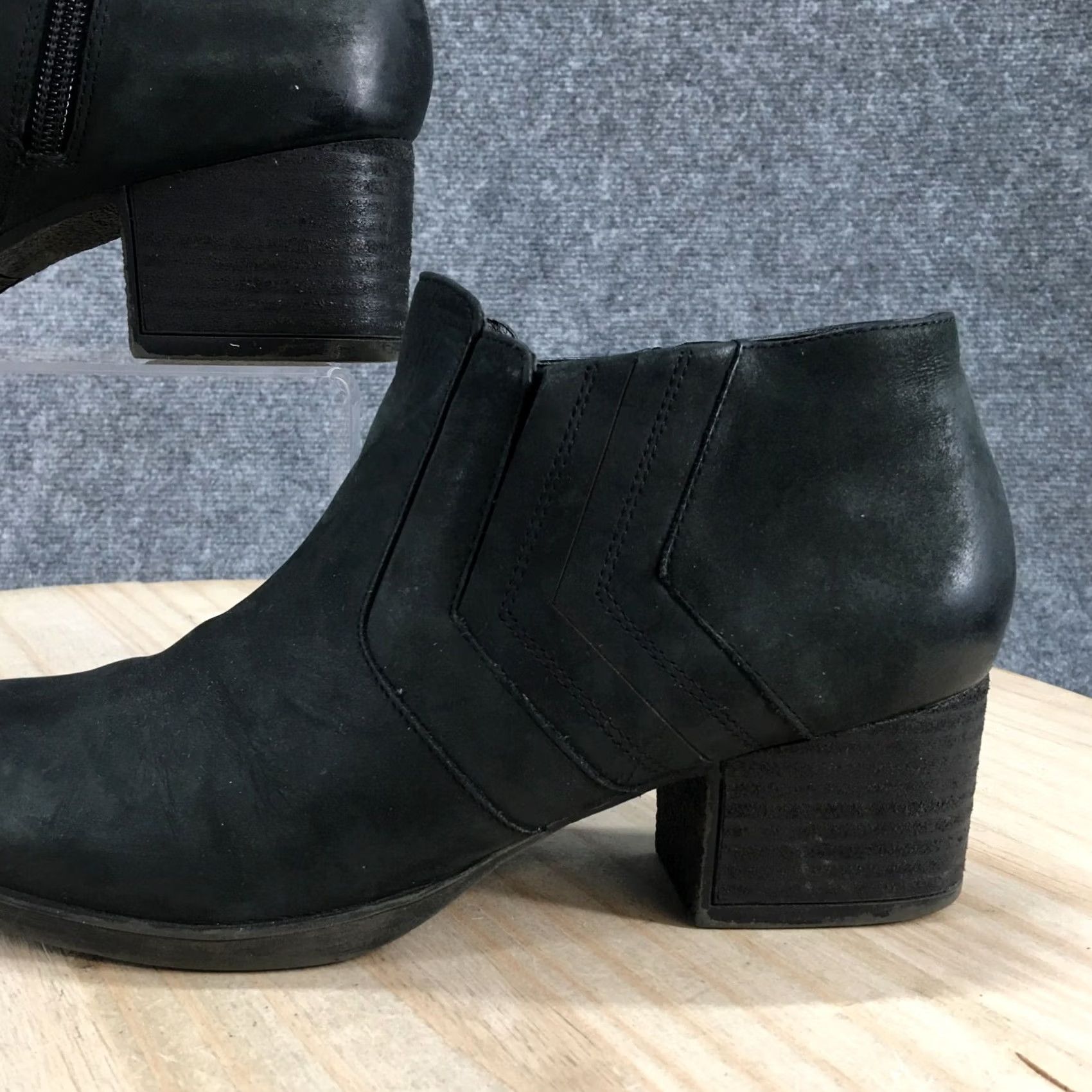 Vintage Abeo Felicity Boots Women's 7.5 N Side Zip Ankle Bootie Black Leather Heels Size US 8 / IT 38 - 3 Thumbnail