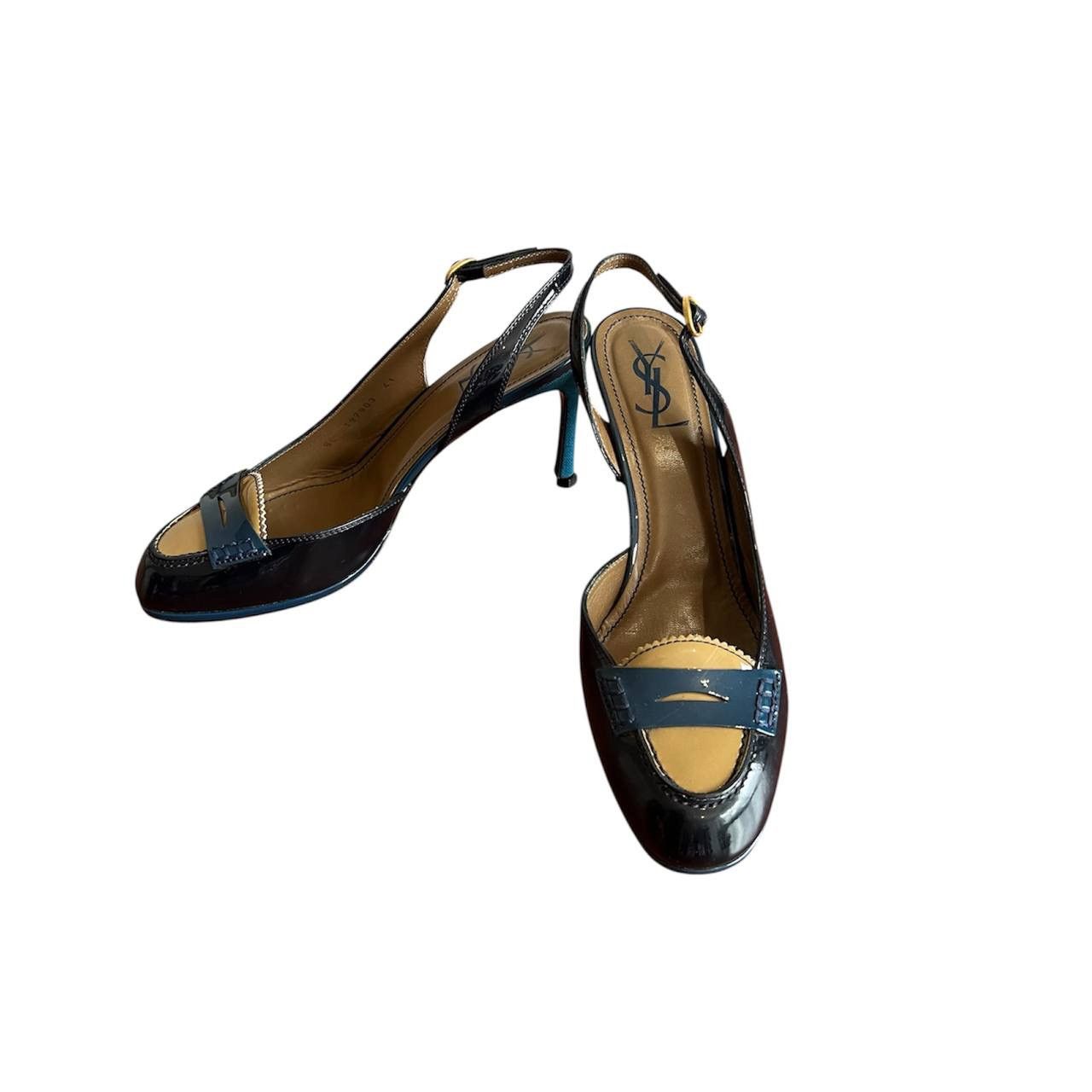 Yves Saint Laurent YSL YVES SAINT LAURENT BLACK PATERN LEATHER LOAFER HEELS 41 Size US 11 / IT 41 - 1 Thumbnail