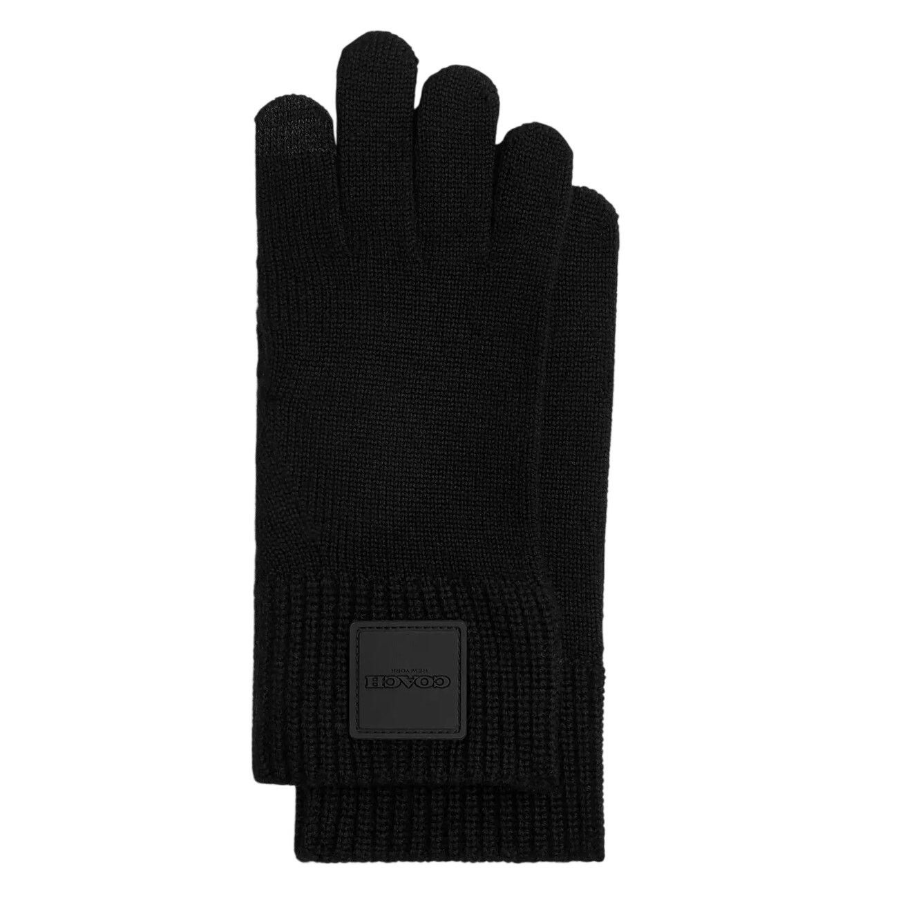 Coach Coach Knit Tech Gloves With Rubber Patch Black S/M Size ONE SIZE - 3 Thumbnail