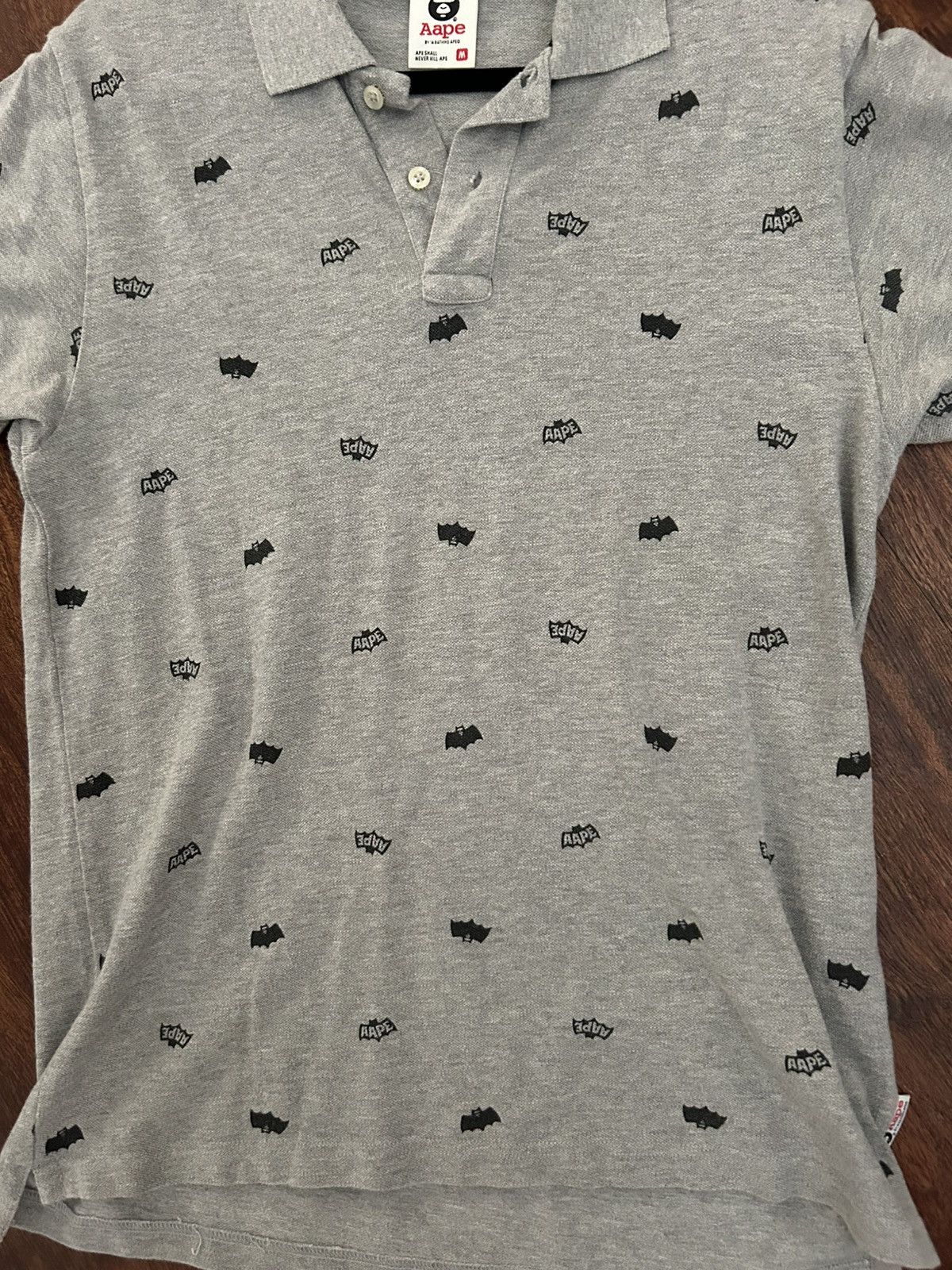 Bape Bape aape bats allover print grey polo batman Size US M / EU 48-50 / 2 - 5 Thumbnail