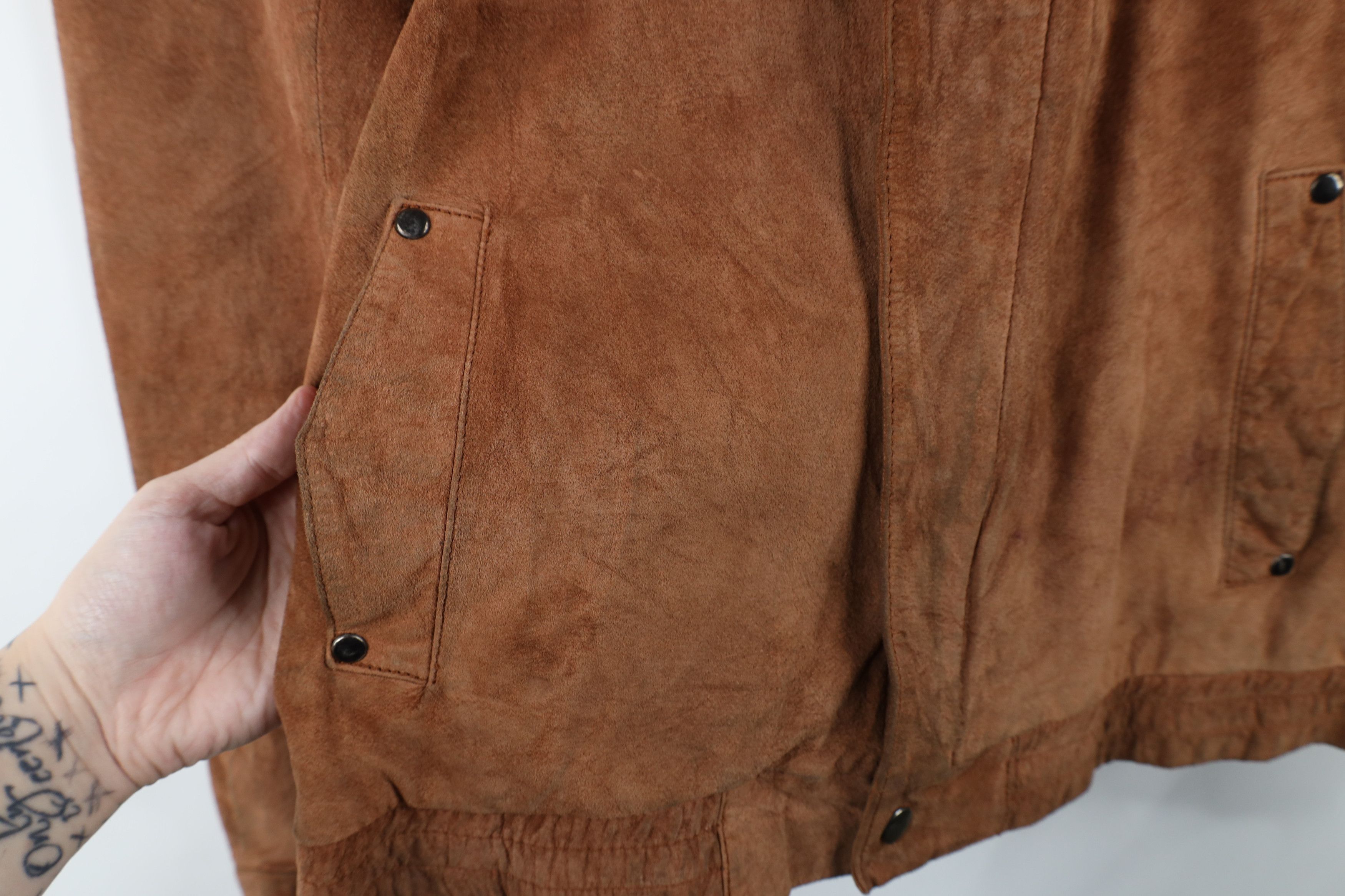 Vintage Vintage 70s Streetwear Suede Leather Full Zip Bomber Jacket Size US XXL / EU 58 / 5 - 5 Thumbnail