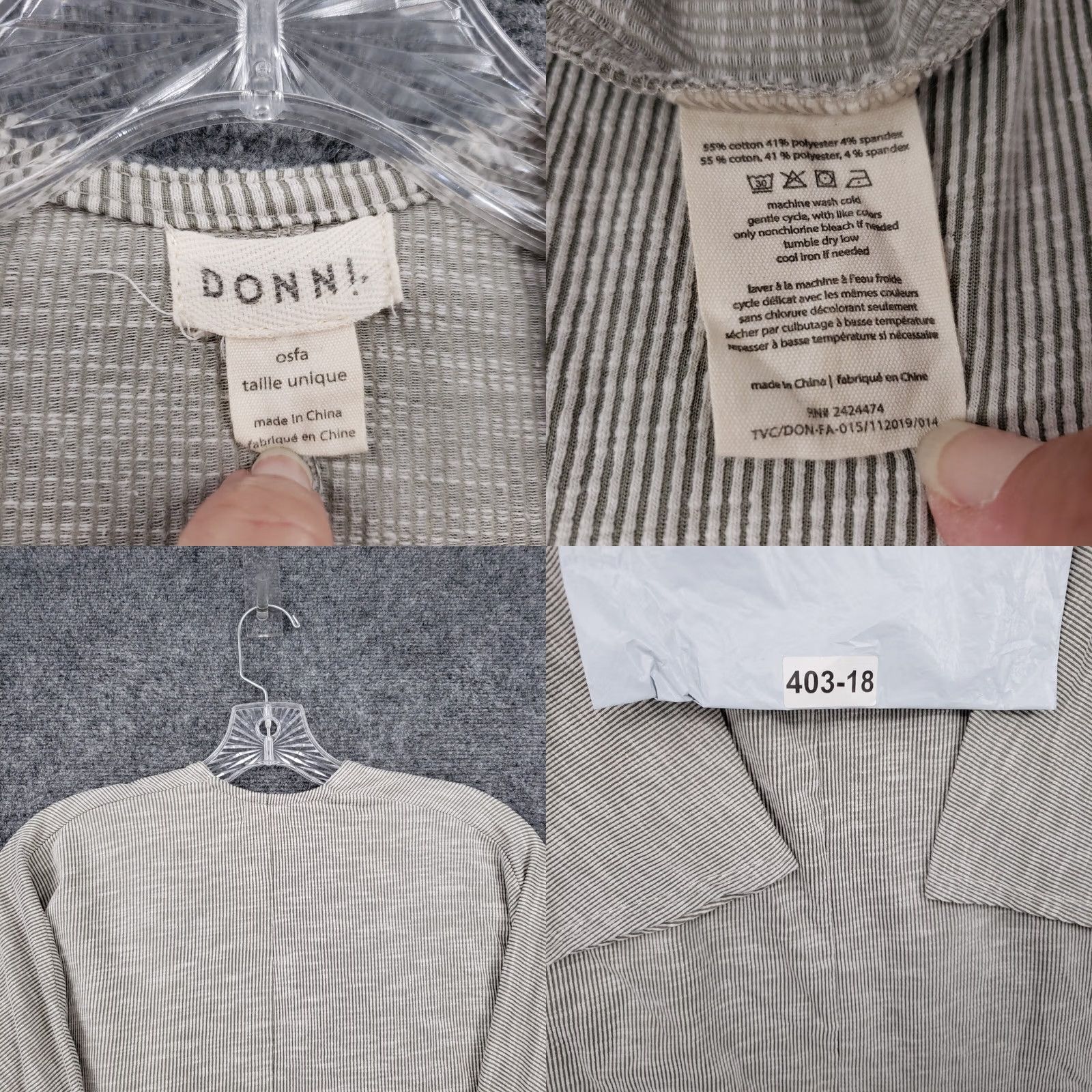 DONNI. Donni Cardigan Womens One Size Gray Osfa Knit Long Sleeve Ribbed Pockets Stretch Size ONE SIZE - 8 Thumbnail
