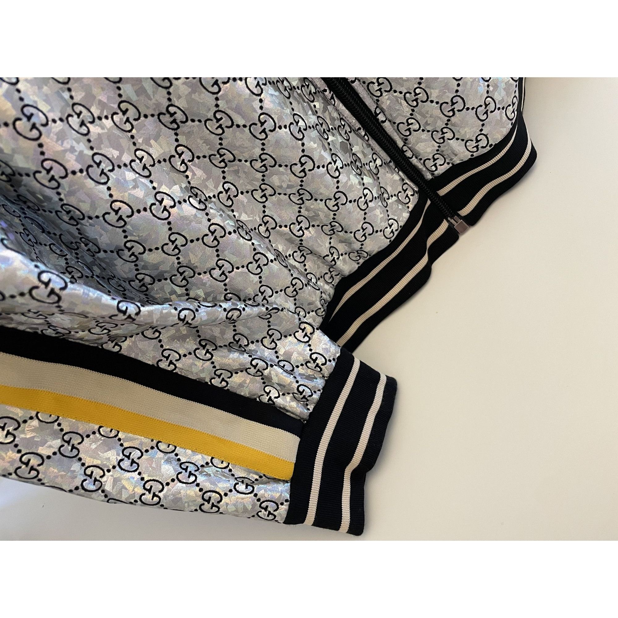 Gucci Gucci Monogram Metallic Gold Full-Zip Track Jacket With Stri Size US L / EU 52-54 / 3 - 6 Thumbnail
