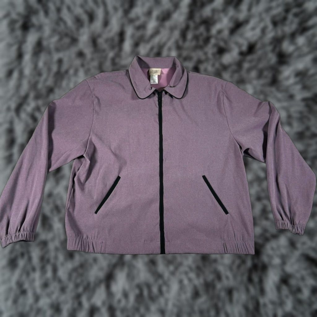 Vintage VINTAGE Teddi Jacket Womens XL 80s 90s Full Zip Pockets Peter Pan Collar Pastel Purple Zip Pockets Size XL / US 12-14 / IT 48-50 - 1 Thumbnail