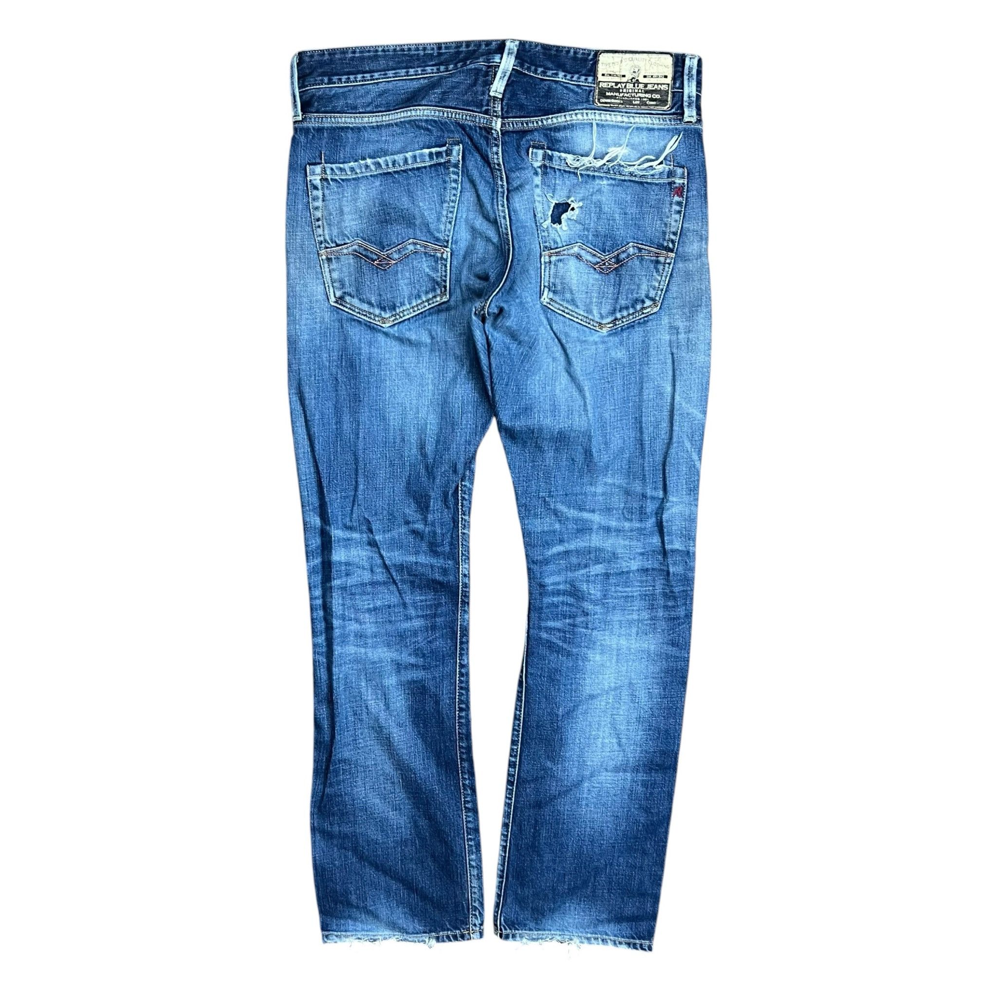 Replay Replay Waitom Faded & Distressed Denim Jeans - 33” Size US 33 - 6 Thumbnail