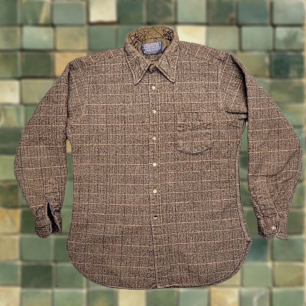 Pendleton VINTAGE Pendleton Shirt Mens L Brown Plaid Wool Button Front Workwear Made In USA Size US L / EU 52-54 / 3 - 1 Thumbnail