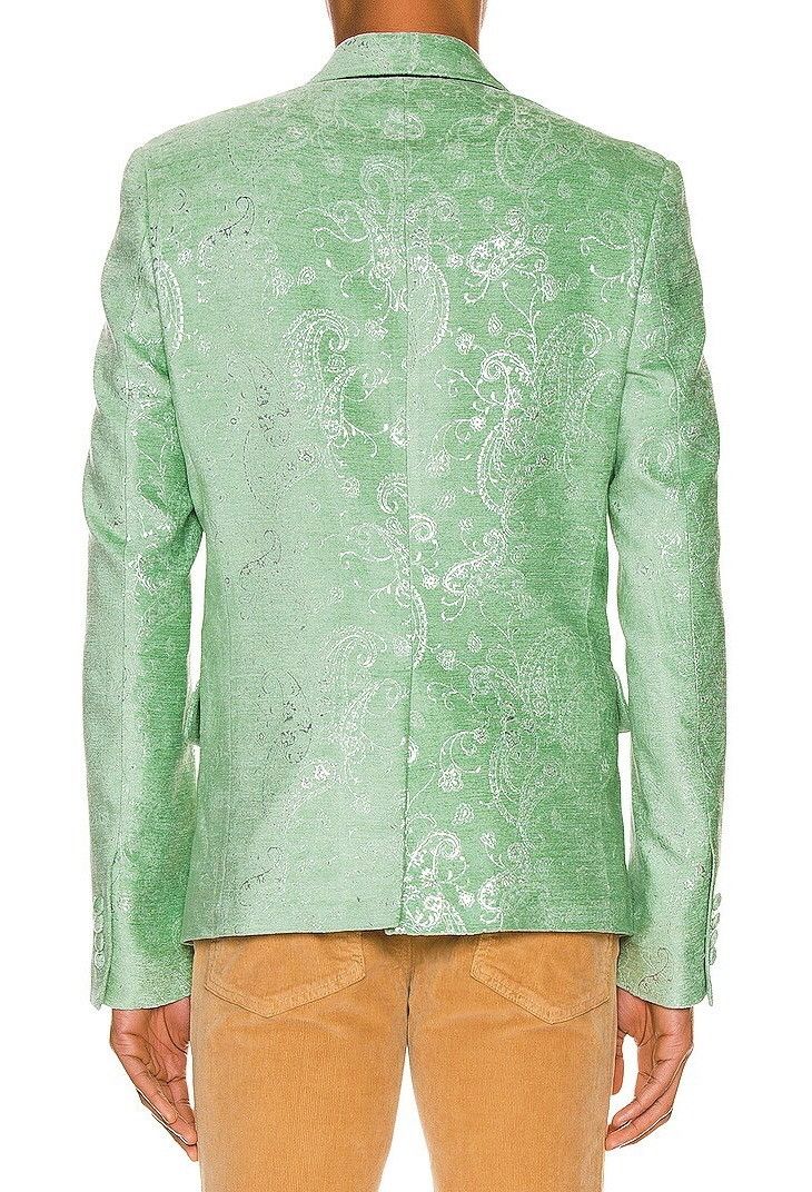 Amiri AMIRI PALE LIME VELVET JACQUARD PAISLEY LUREX TUXEDO JACKET Size 50R - 14 Thumbnail