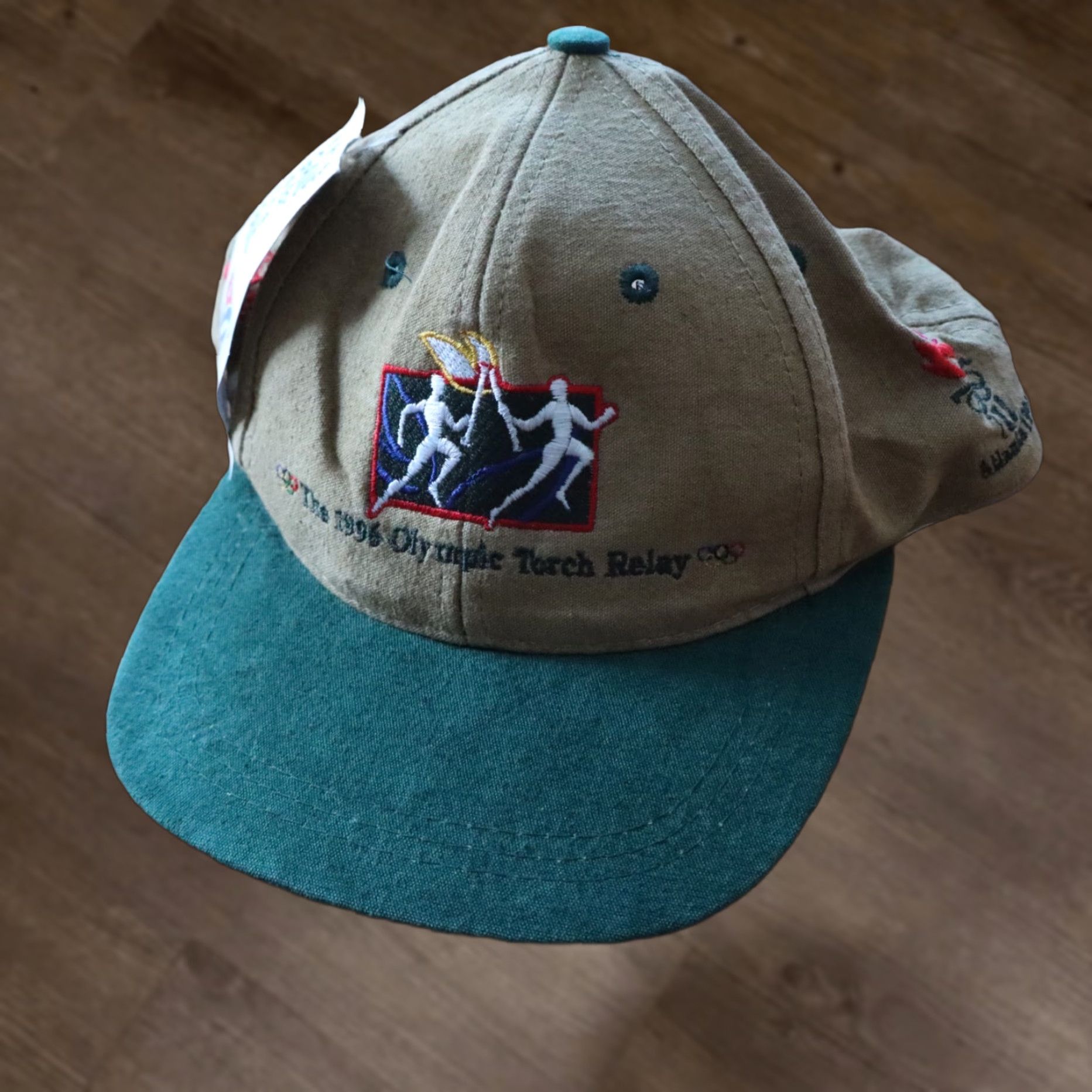 Vintage VINTAGE Olympic Games Collection Hat Men Snapback Green Brown Canvas Cap 1996 Atlanta Torch Relay Embroidered 90s Team USA Adjustable Size ONE SIZE - 1 Thumbnail