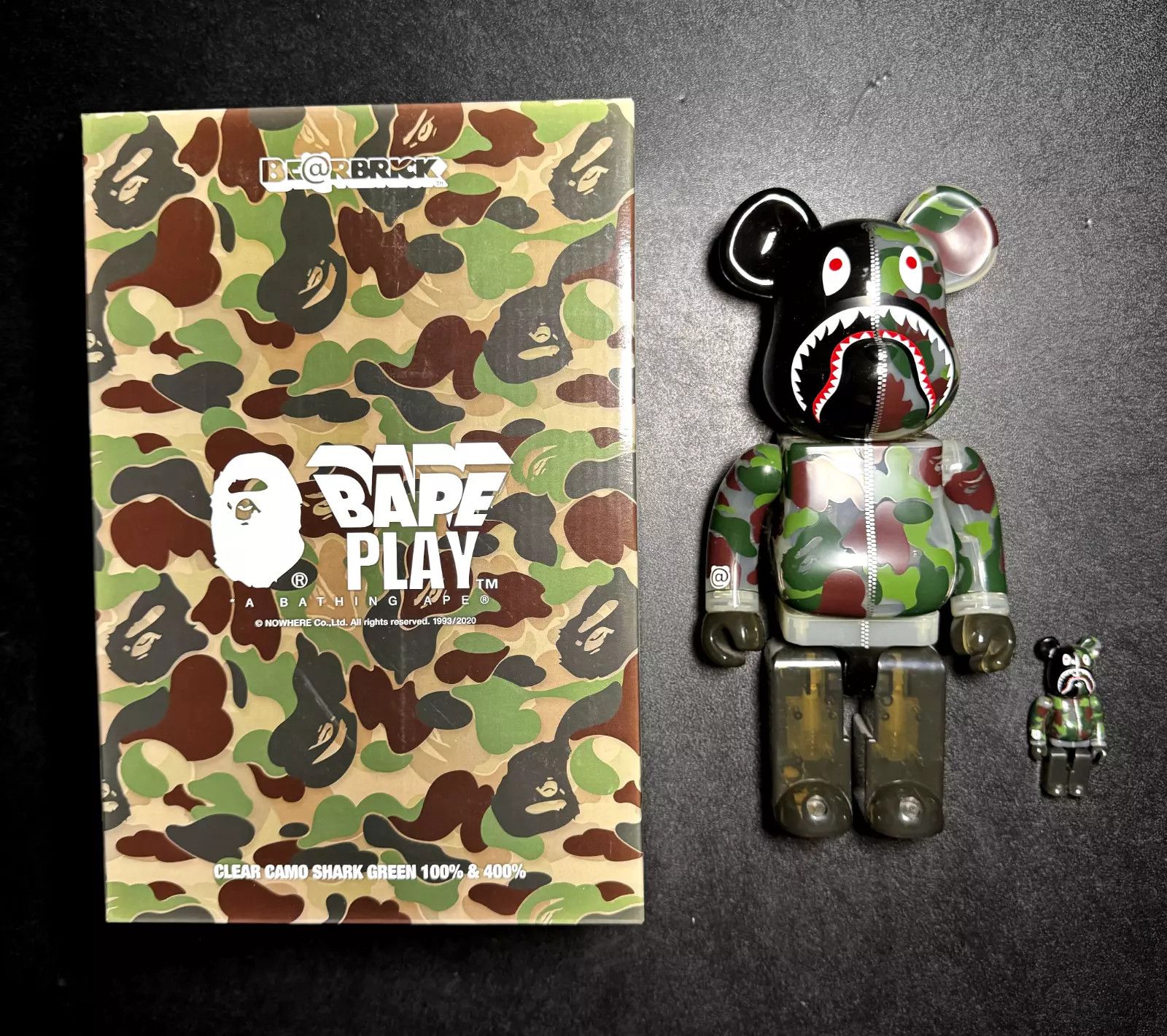 BAPE ABC CAMO SHARK BE@RBRICK 100%&400%