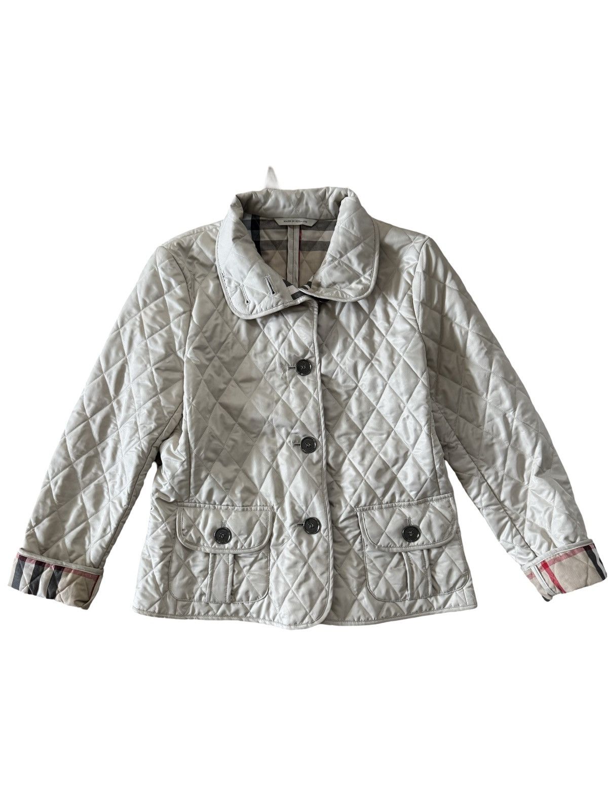 Burberry × Burberry Prorsum Burberry Nova Check Diamond Quilted Beige Barn Button Jacket Size M / US 6-8 / IT 42-44 - 2 Thumbnail