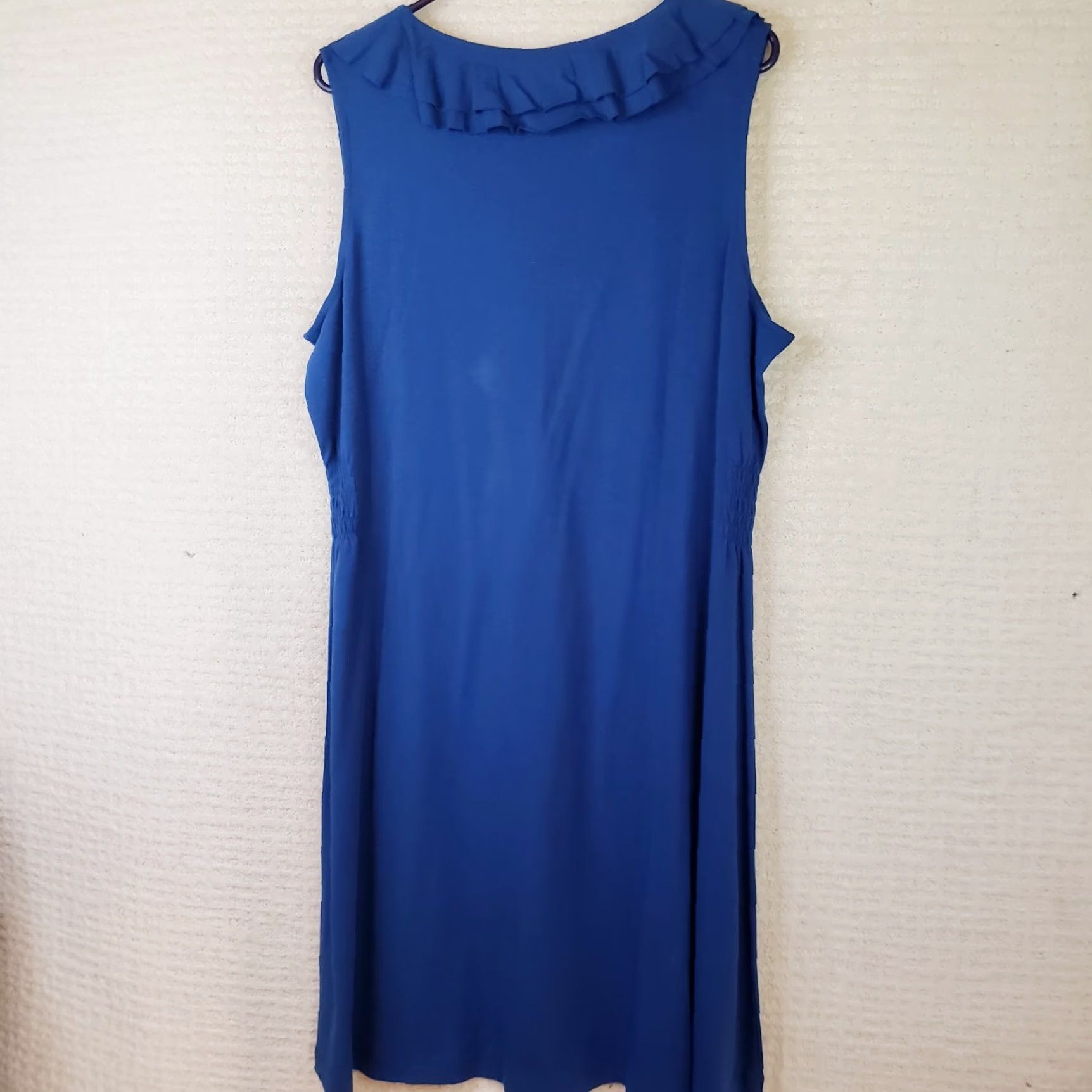 Vintage Sahalie Midi Dress XL Blue Sleeveless V-Neck Knit Cotton Modal Spandex Stretch Size XL / US 12-14 / IT 48-50 - 5 Thumbnail