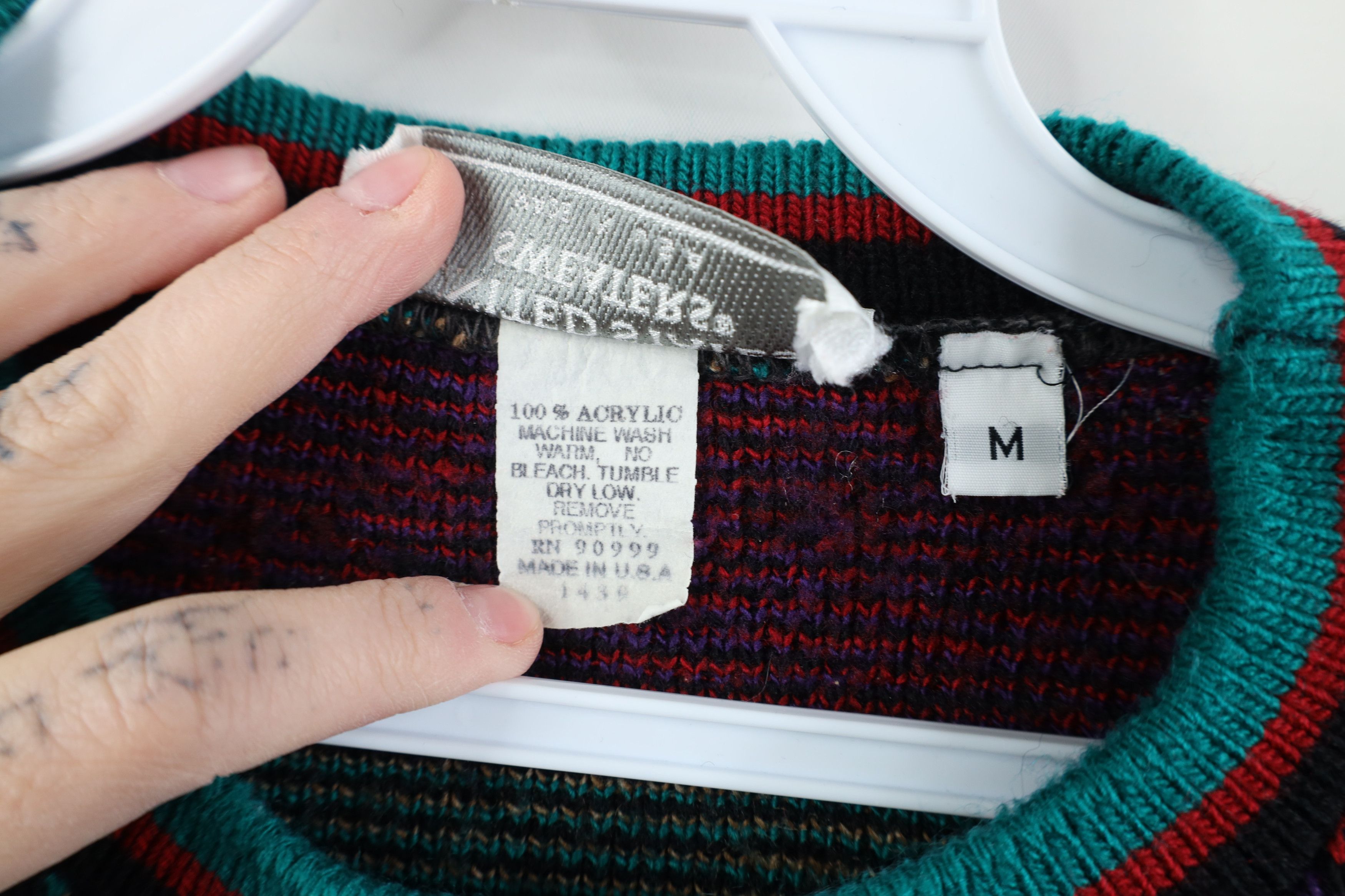 Vintage Vintage 90s Streetwear Flower Argyle Knit Sweater USA Size M / US 6-8 / IT 42-44 - 6 Thumbnail