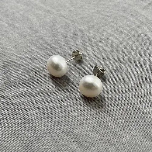 Jewelry Natural Freshwater Pearl Earrings Silver 925 in Black, Men's