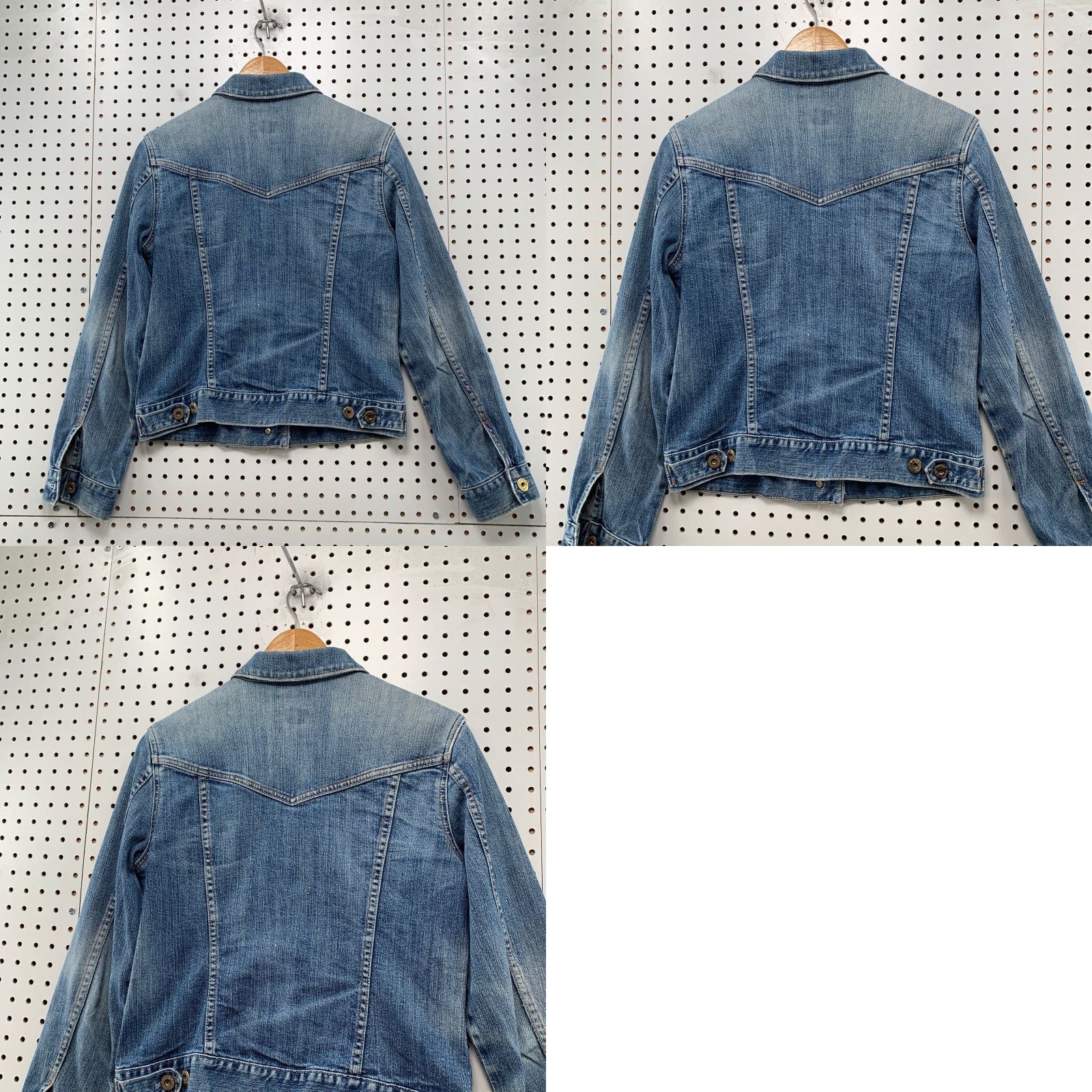 Gap VINTAGE Gap Denim Jacket Womens M Stretch Moto Flap Pocket Trucker Blue Den im Size 32" / US 10 / IT 46 - 9 Thumbnail