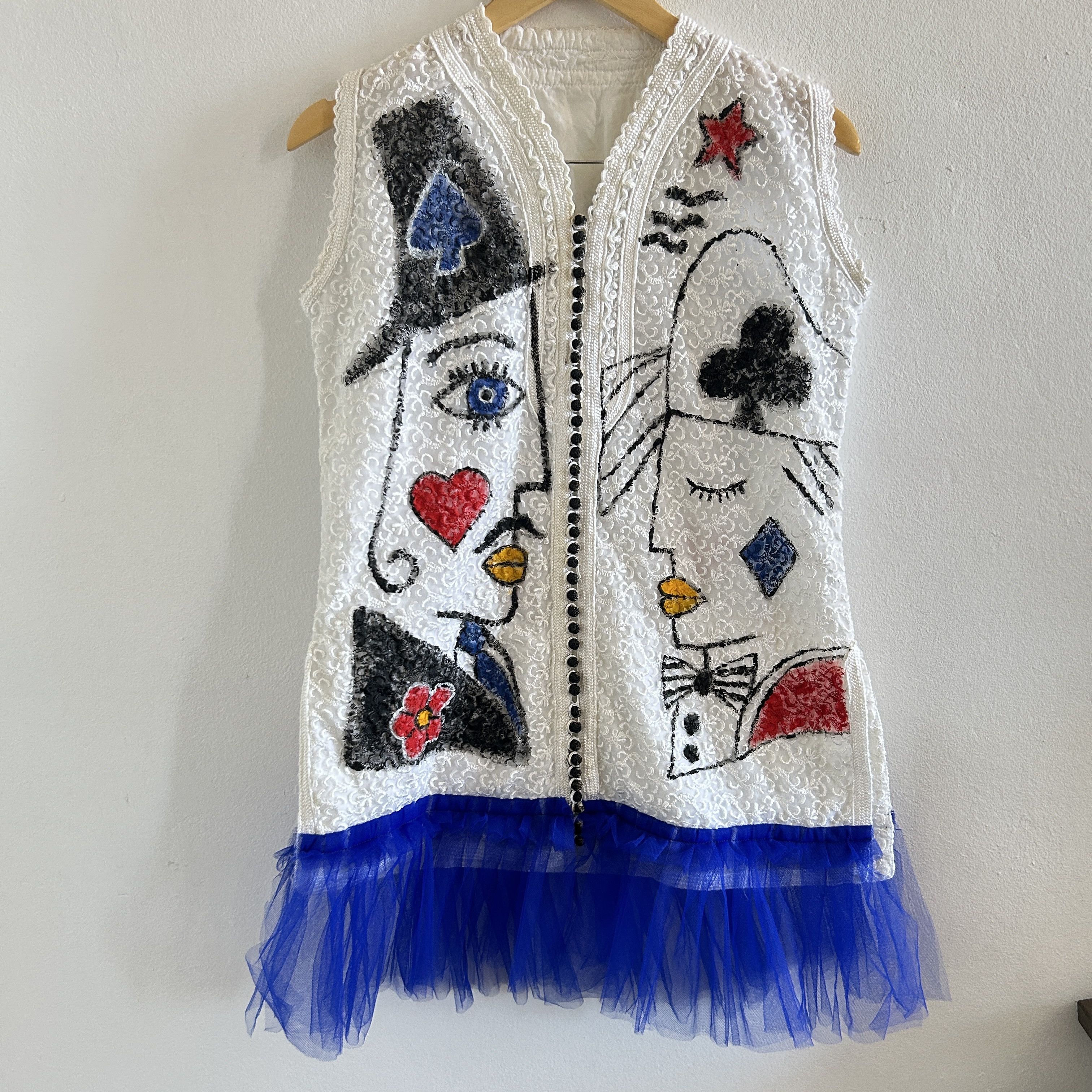 Custommade Hand Painted Playing Card Embroidered Tulle Vest Size M / US 6-8 / IT 42-44 - 8 Thumbnail