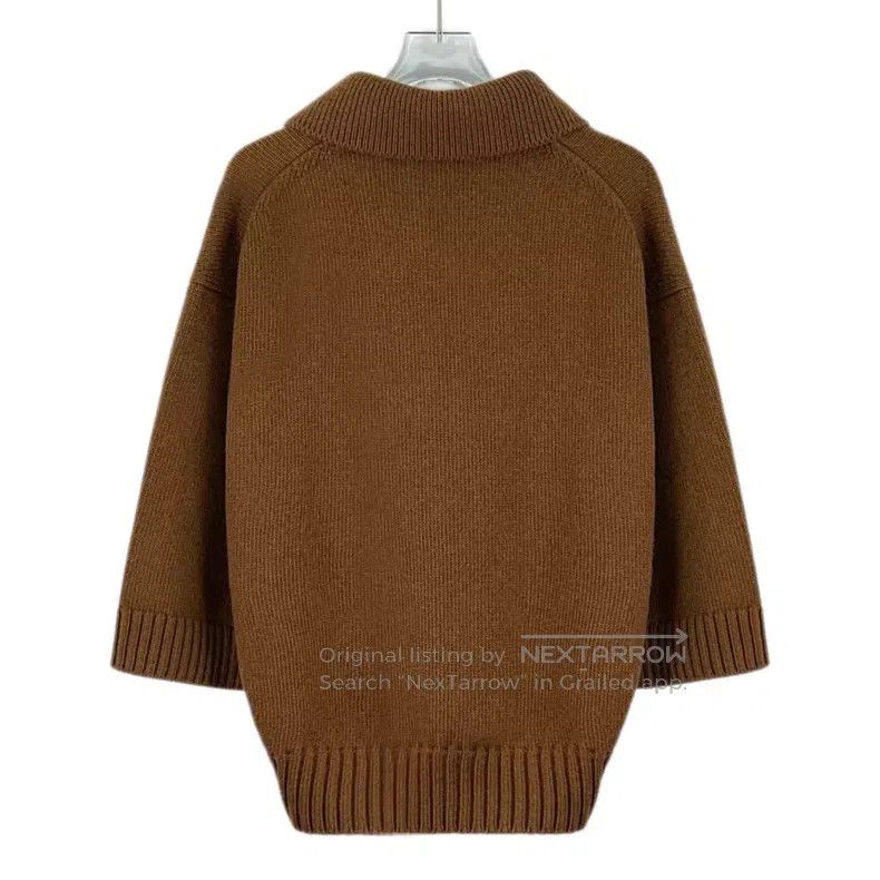 Hermes Hermes Dark brown cashmere collar five-inch sleeve knit sw Size M / US 6-8 / IT 42-44 - 2 Thumbnail
