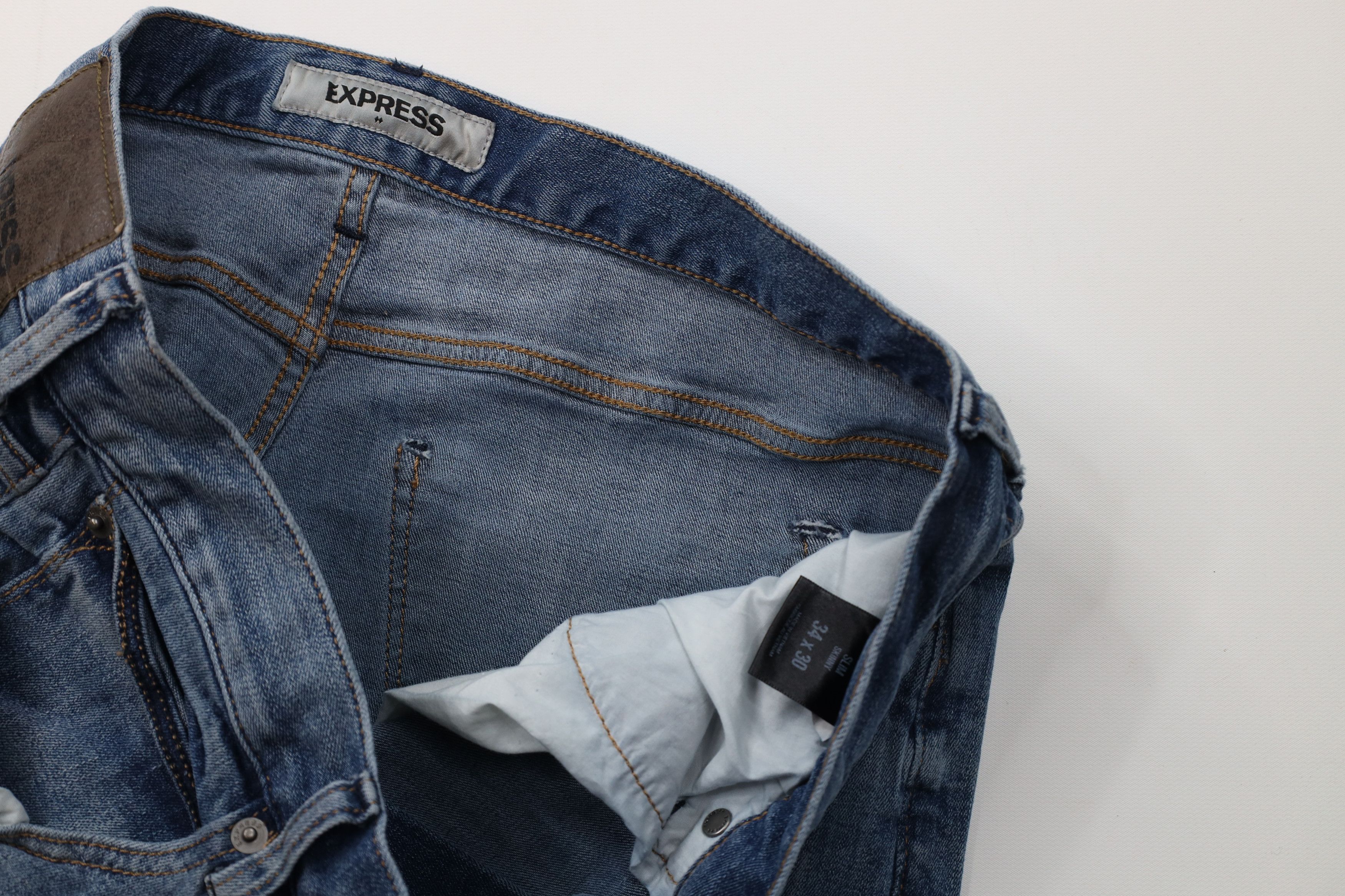 Express Express Slim Fit Skinny Leg Moto Motorcycle Denim Jeans Blue Size US 34 / EU 50 - 8 Thumbnail