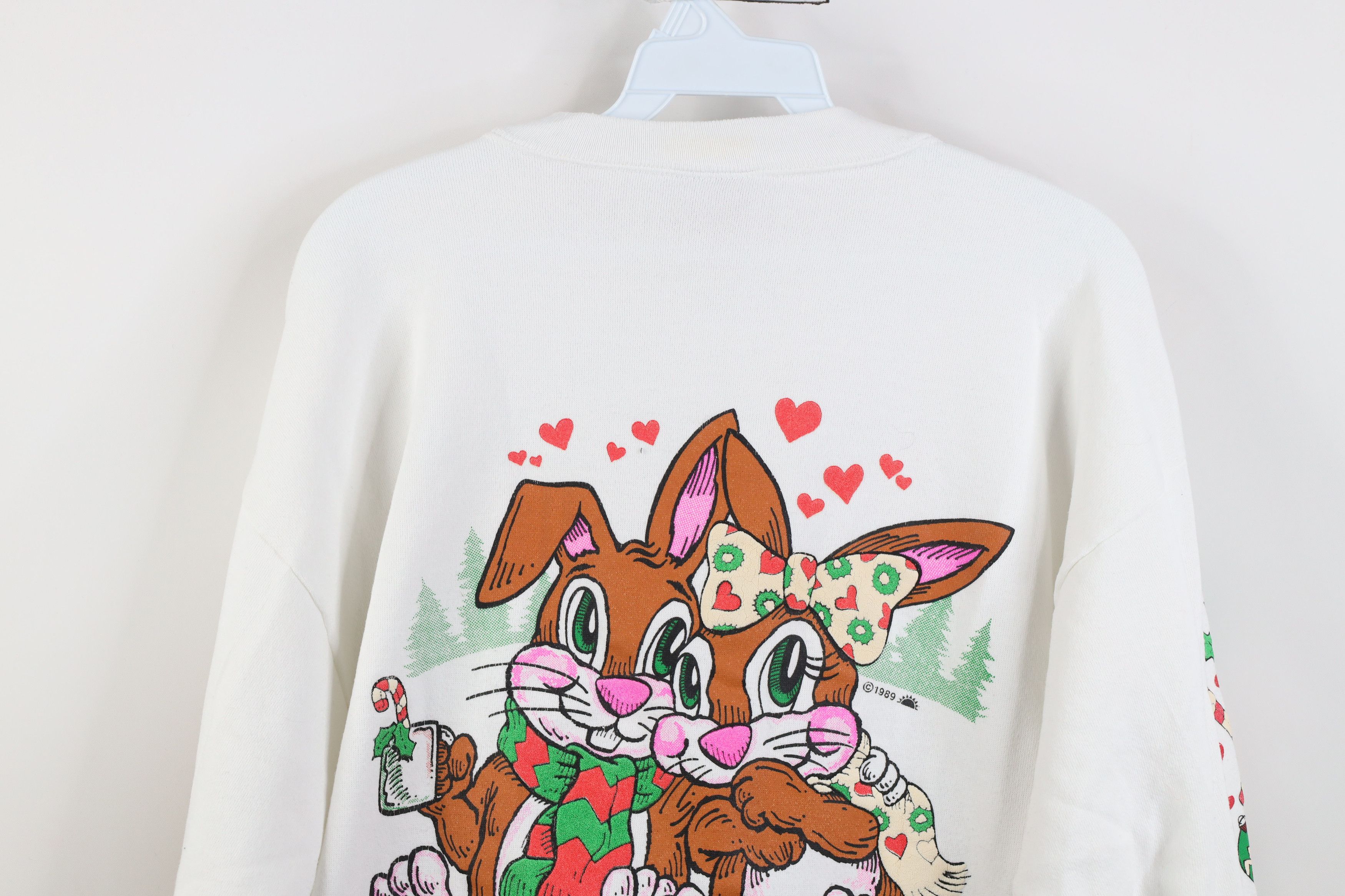 Vintage Vintage 90s Streetwear Christmas Snow Bunny Heart Sweatshirt Size L / US 10 / IT 46 - 15 Thumbnail