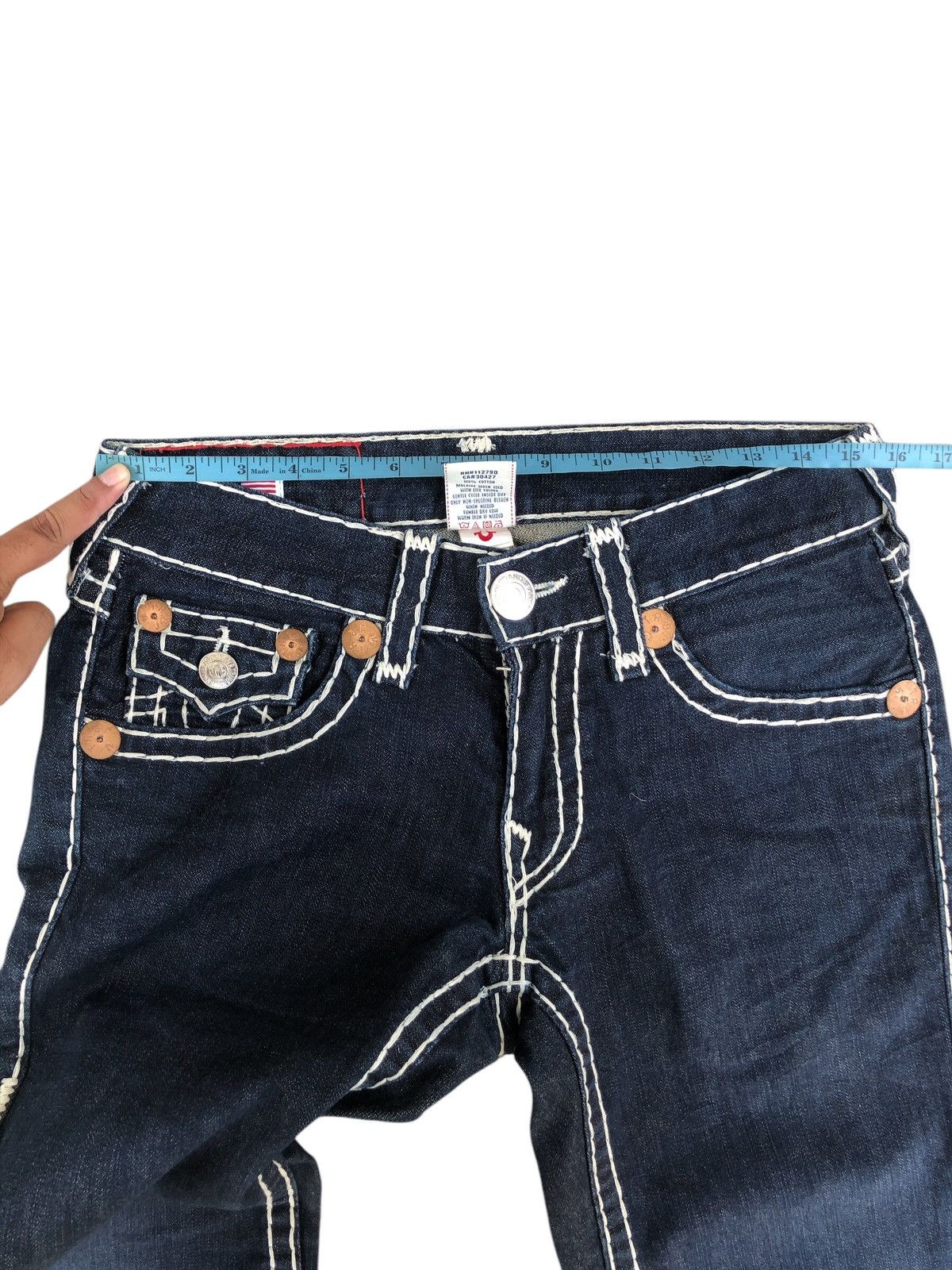 True Religion Vintage True Religion Flared Jeans White Stitch Size US 31 - 17 Thumbnail