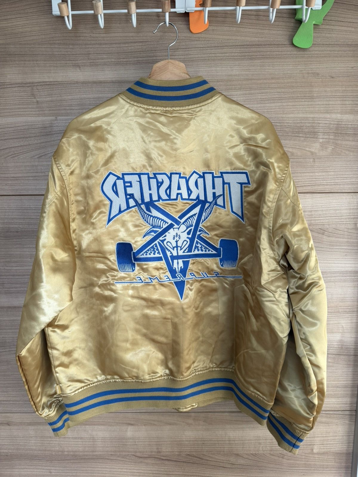 Supreme Supreme x Trasher Satin Bomber Jacket Gold Size US L / EU 52-54 / 3 - 6 Thumbnail