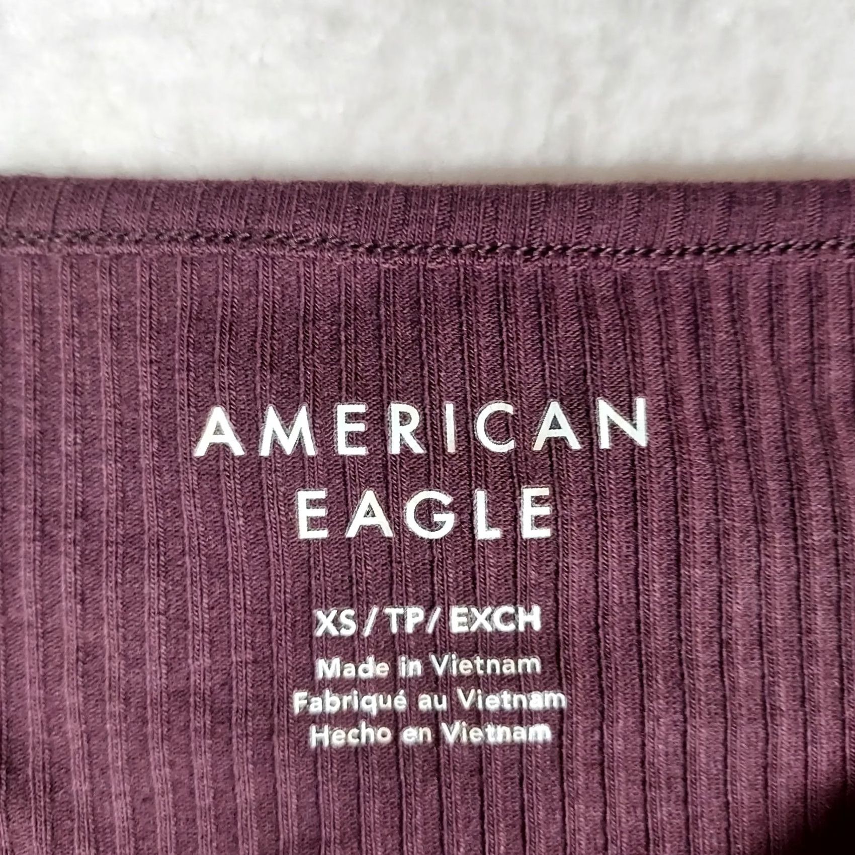 American Eagle Outfitters American Eagle Outfitters Shirt Womens XS Ribbed Burgundy Short Sleeve Pullover Viscose Solid Red Top Shirt Size XS / US 0-2 / IT 36-38 - 3 Thumbnail