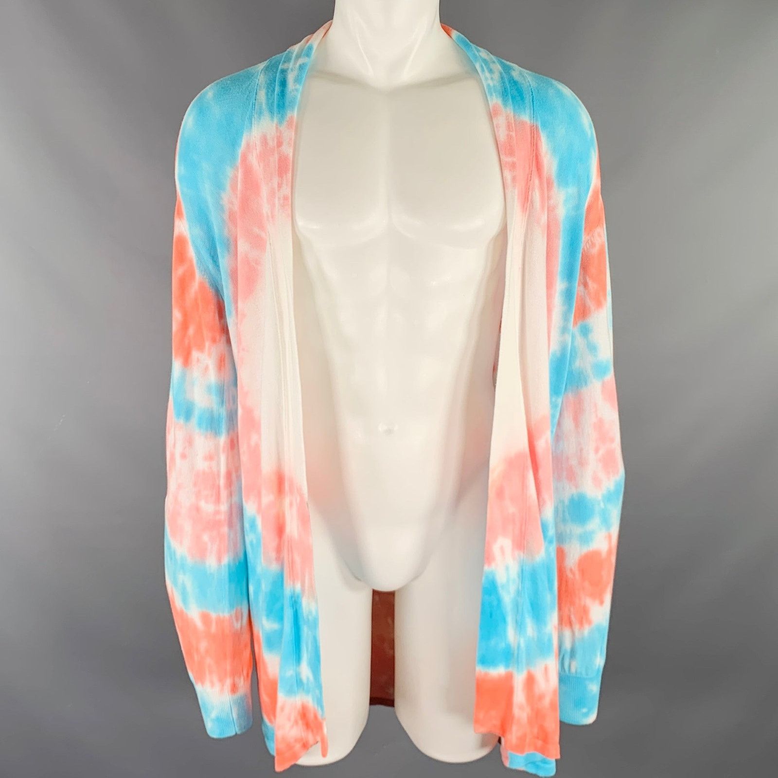 Baja East S Pink Blue Tie Dye Pima Cotton Open Front Cardigan Size US S / EU 44-46 / 1 - 1 Thumbnail