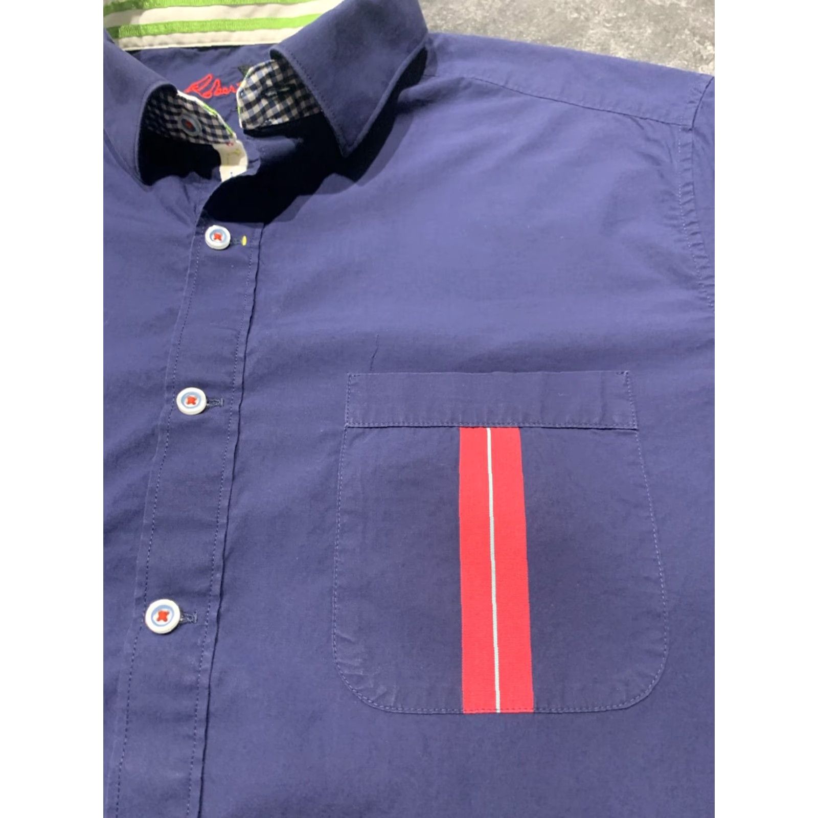 Robert Graham Robert Graham Mens Short Sleeve Blue Cotton Button Front Shirt XL Regular Fit Paisley Pattern Button Down Collar Mens Size US XL / EU 56 / 4 - 3 Thumbnail