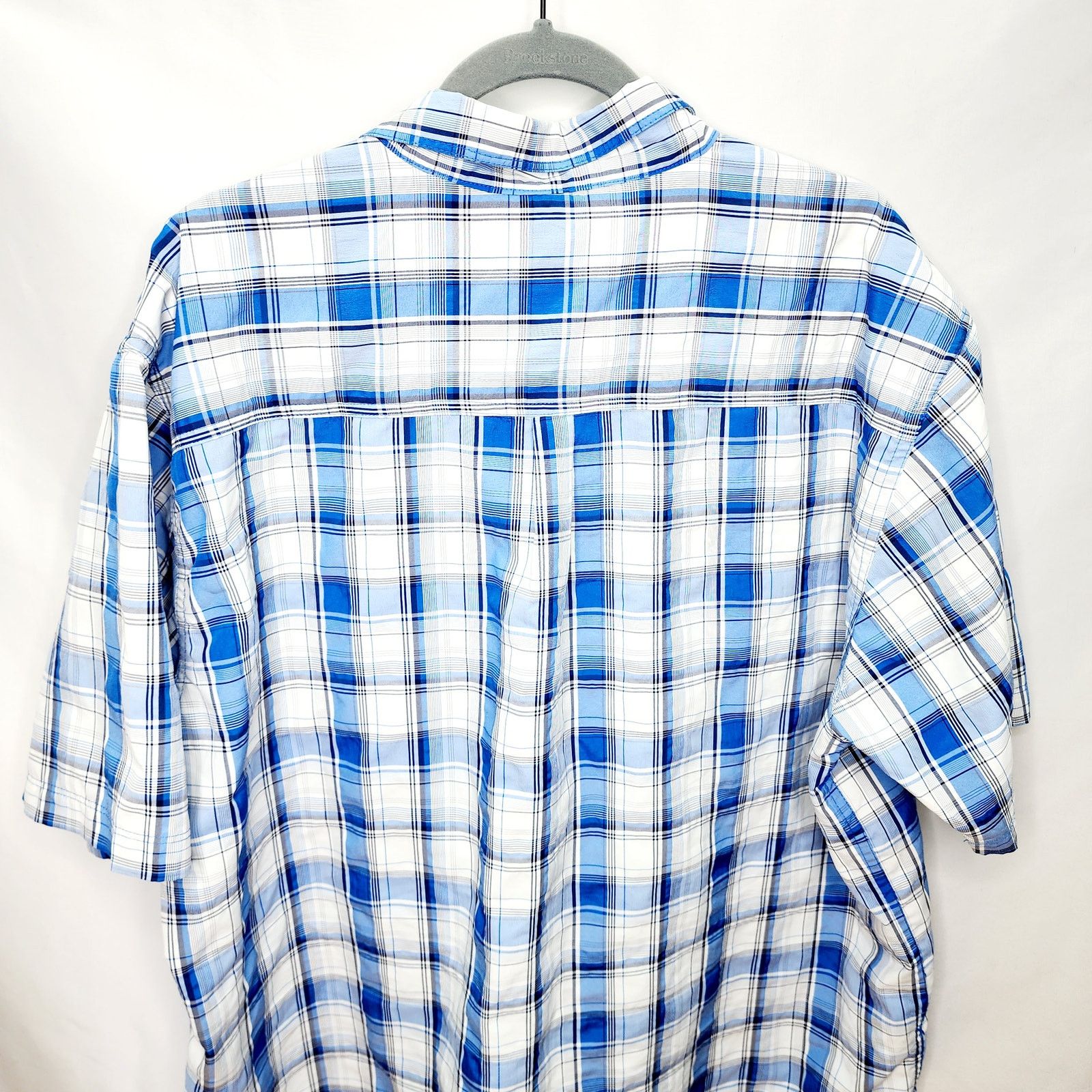 Wrangler Wrangler Men's Blue Plaid Short Sleeve Button Front Shirt Size US XXL / EU 58 / 5 - 13 Thumbnail