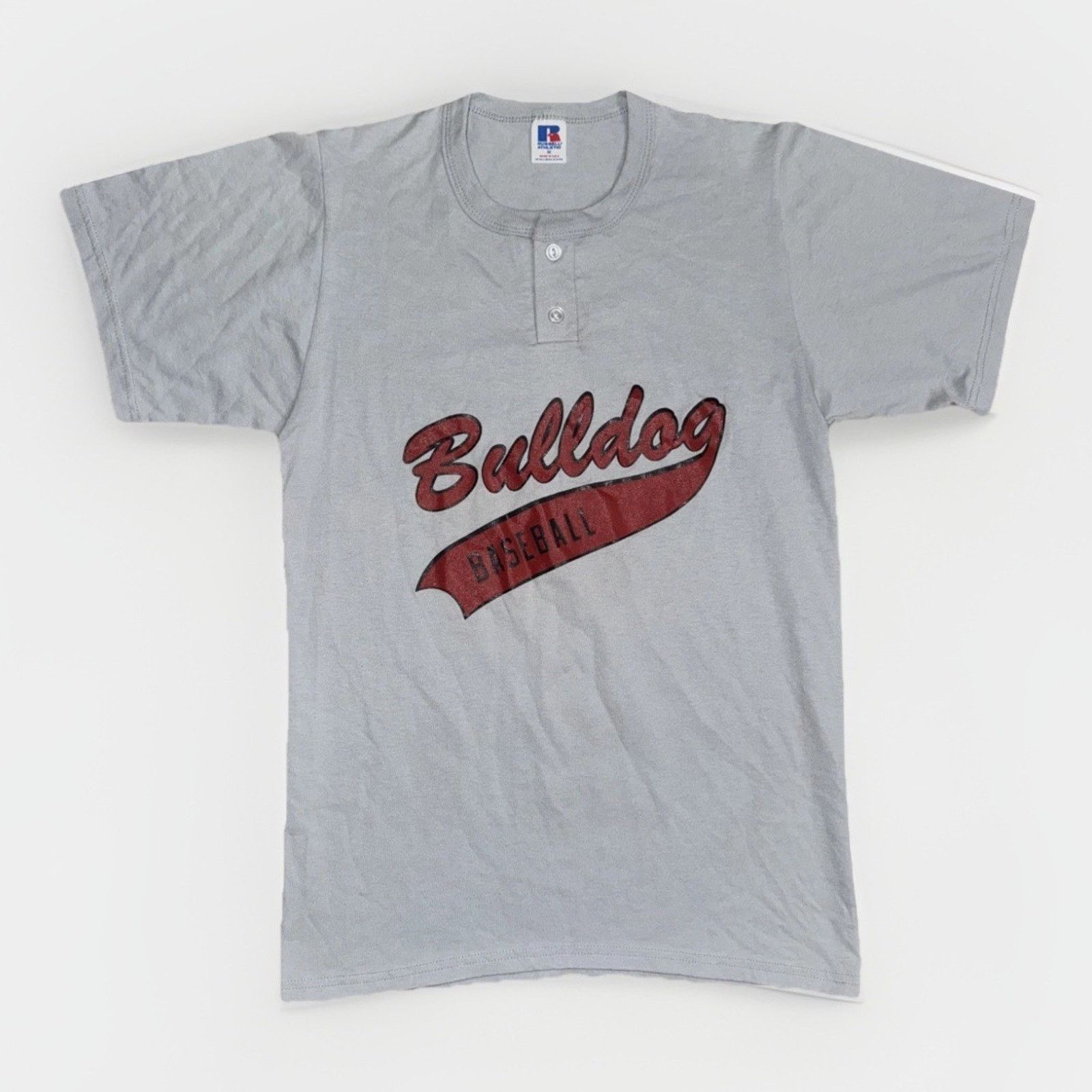 Russell Athletic × Vintage Russell Athletic Henley T-Shirt M Bulldogs Gray USA Made Size US M / EU 48-50 / 2 - 1 Thumbnail