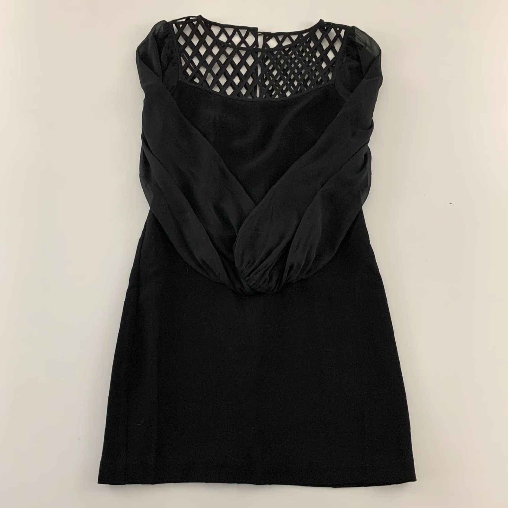 White House Black Market VINTAGE White House Black Market Sheer Sleeve Pencil Dress Women's Size 00 Black Long Sleeve Knee Length Lizzie? Size XXS / US 00 / IT 34 - 5 Thumbnail