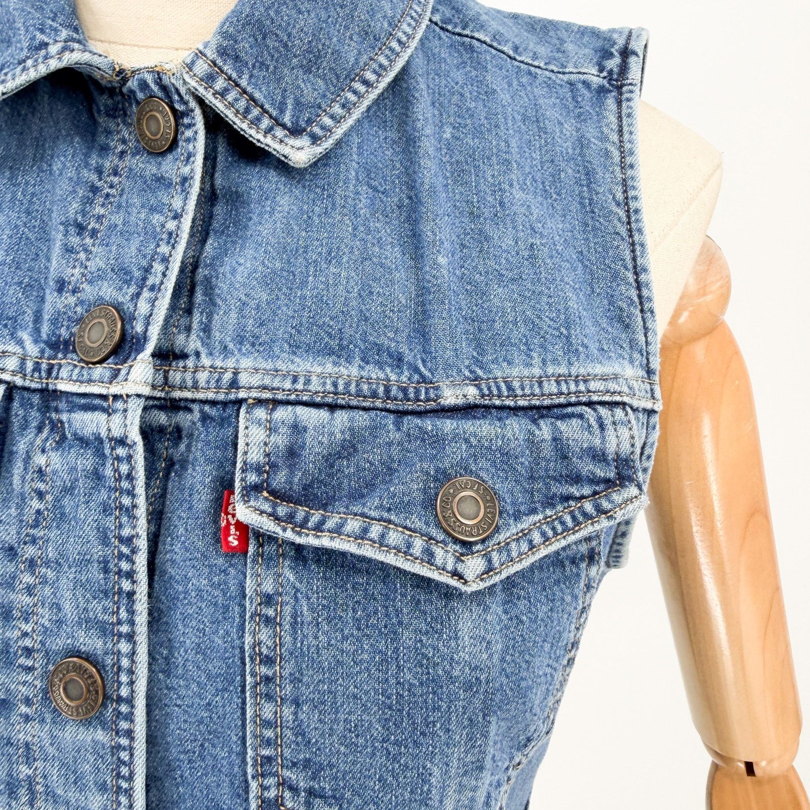 Levi's Levi's Blue 100% Cotton Sleeveless Denim Mini Shirt Dress Size S / US 4 / IT 40 - 3 Thumbnail