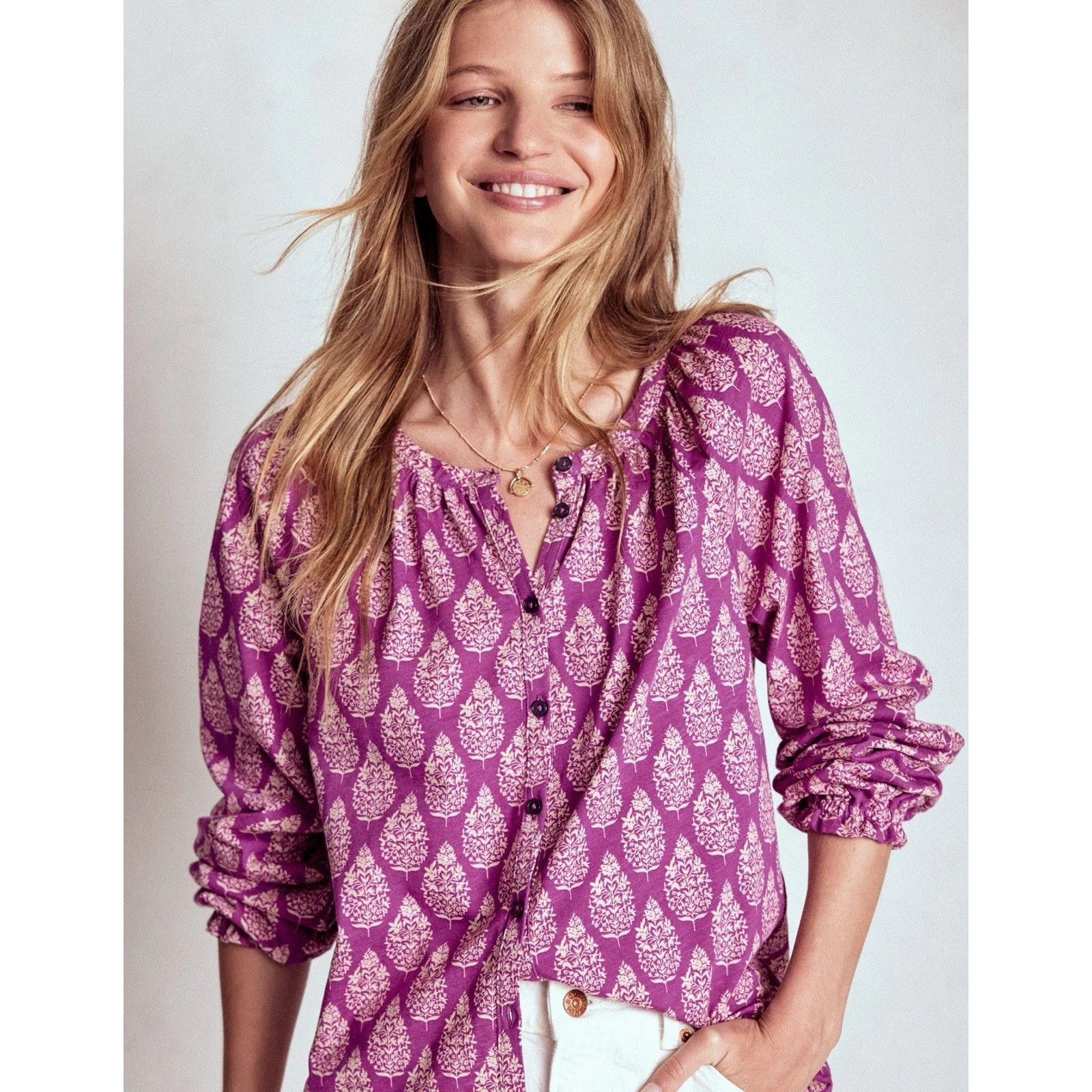 Boden Boden Isla Long Sleeve Jersey Shirt Womens Top Size 0 Size XS / US 0-2 / IT 36-38 - 1 Thumbnail