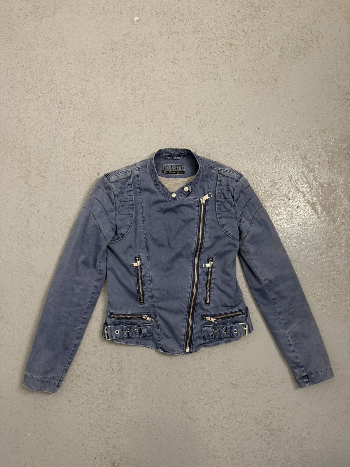 CLOSED Closed Washed Biker Multi-zip Side Zip Jacket Size S / US 4 / IT 40 - 1 Thumbnail